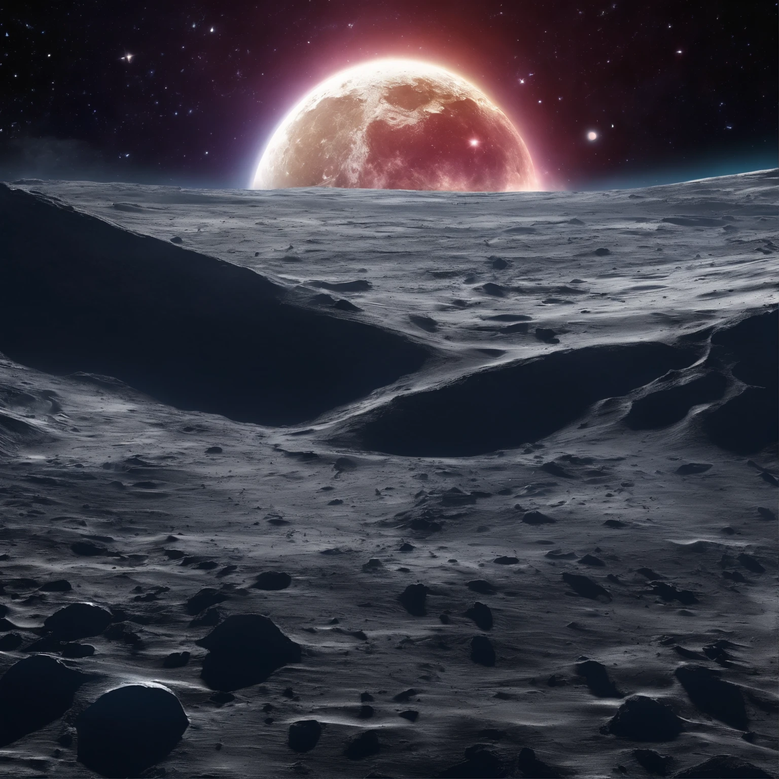 Master Parts、Superior Quality、superior image quality、The 8k quality、Beautiful pictures of the starry sky、magnifica、Arched Milky Way:1.25、Alafed view of Earth from the lunar surface:1.25, Lunar surface, space photo, on the moon, moon background, moon background, on the moon, Lunar soil, space photo, moonscape, Focus on the Moon, On Moon, Numerous craters, Seeing the Earth from the surface of the moon:1.9, big earth in the sky:1.9
