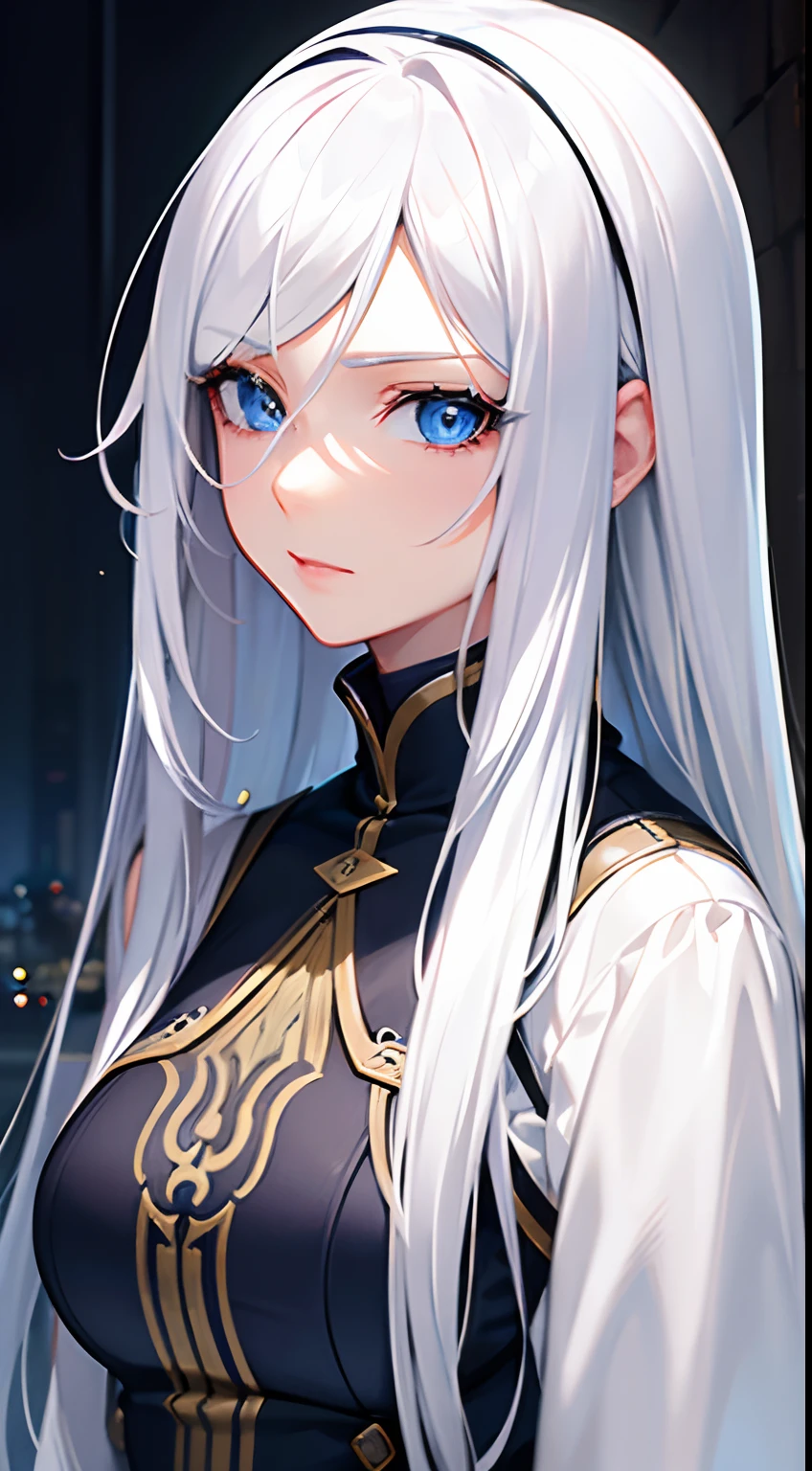 a woman with long white hair and blue eyes, cgsociety, remodernism, booru, ultra detailed, best quality, expressive eyes, perfect face, synchromism