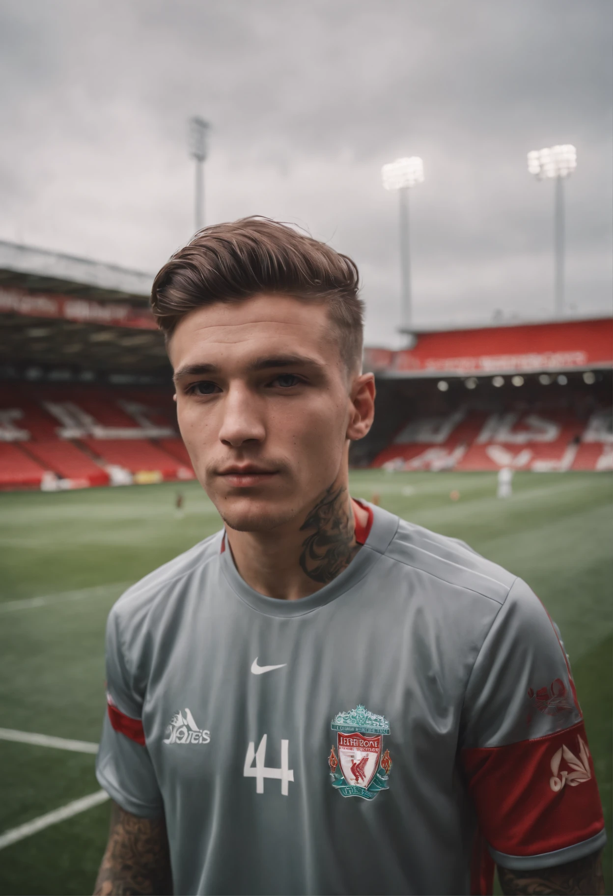 Homem Soccer Player face, Tattoos, 18 year old man, in Liverpool