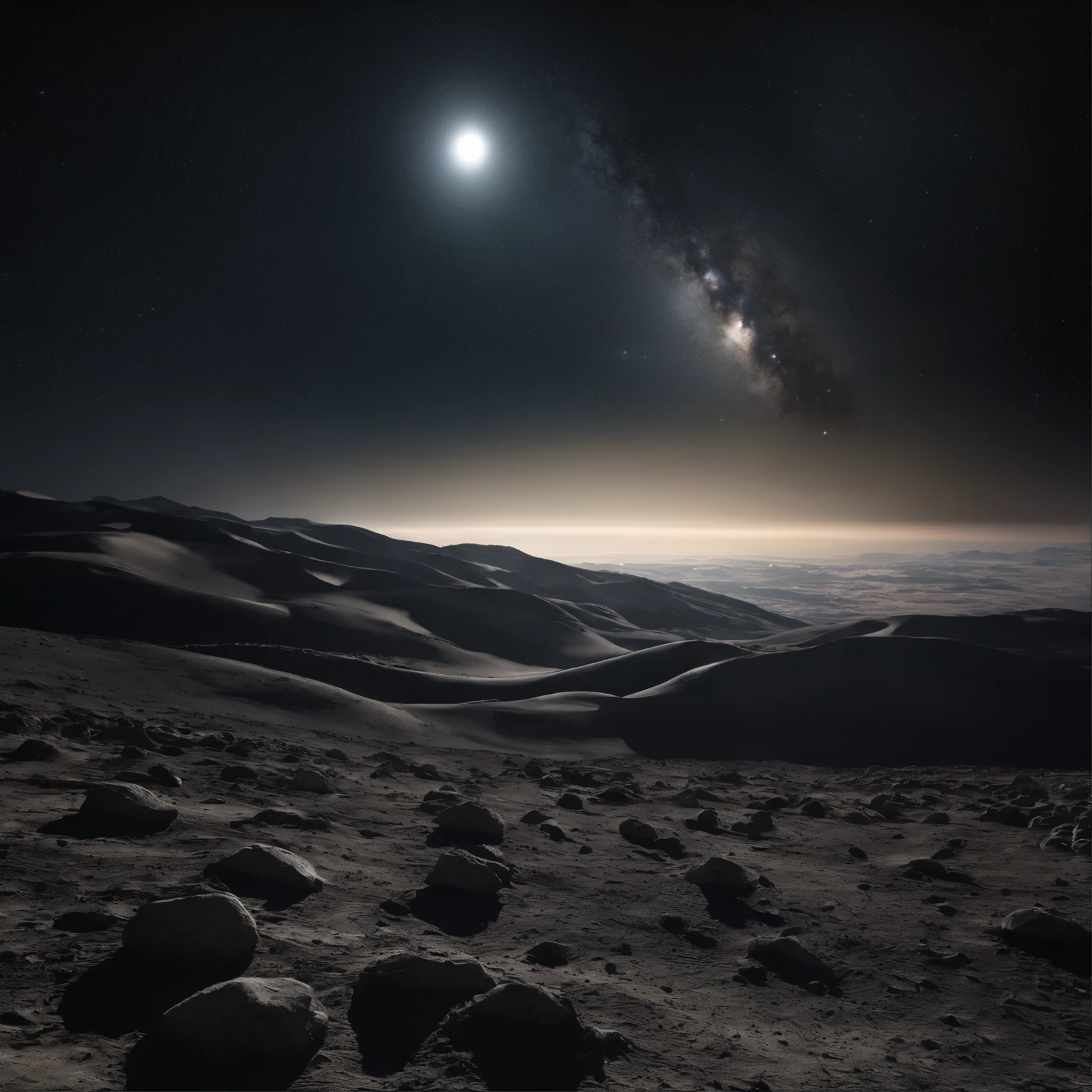 Master Parts、Superior Quality、superior image quality、The 8k quality、Beautiful pictures of the starry sky、magnifica、Arched Milky Way:1.25、Alafed view of Earth from the lunar surface:1.25, Lunar surface, space photo, on the moon, moon background, moon background, on the moon, Lunar soil, space photo, moonscape, Focus on the Moon, On Moon, Numerous craters, Seeing the Earth from the surface of the moon:1.9, big earth in the sky:1.9