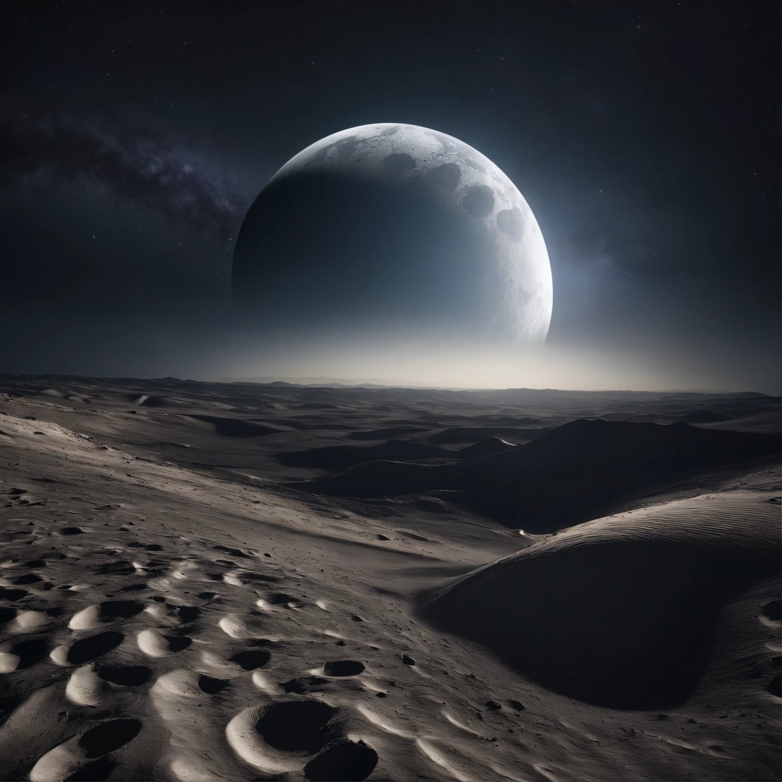 Master Parts、Superior Quality、superior image quality、The 8k quality、Beautiful pictures of the starry sky、magnifica、Arched Milky Way:1.25、Alafed view of Earth from the lunar surface:1.25, Lunar surface, space photo, on the moon, moon background, moon background, on the moon, Lunar soil, space photo, moonscape, Focus on the Moon, On Moon, Numerous craters, Seeing the Earth from the surface of the moon:1.9, big earth in the sky:1.9