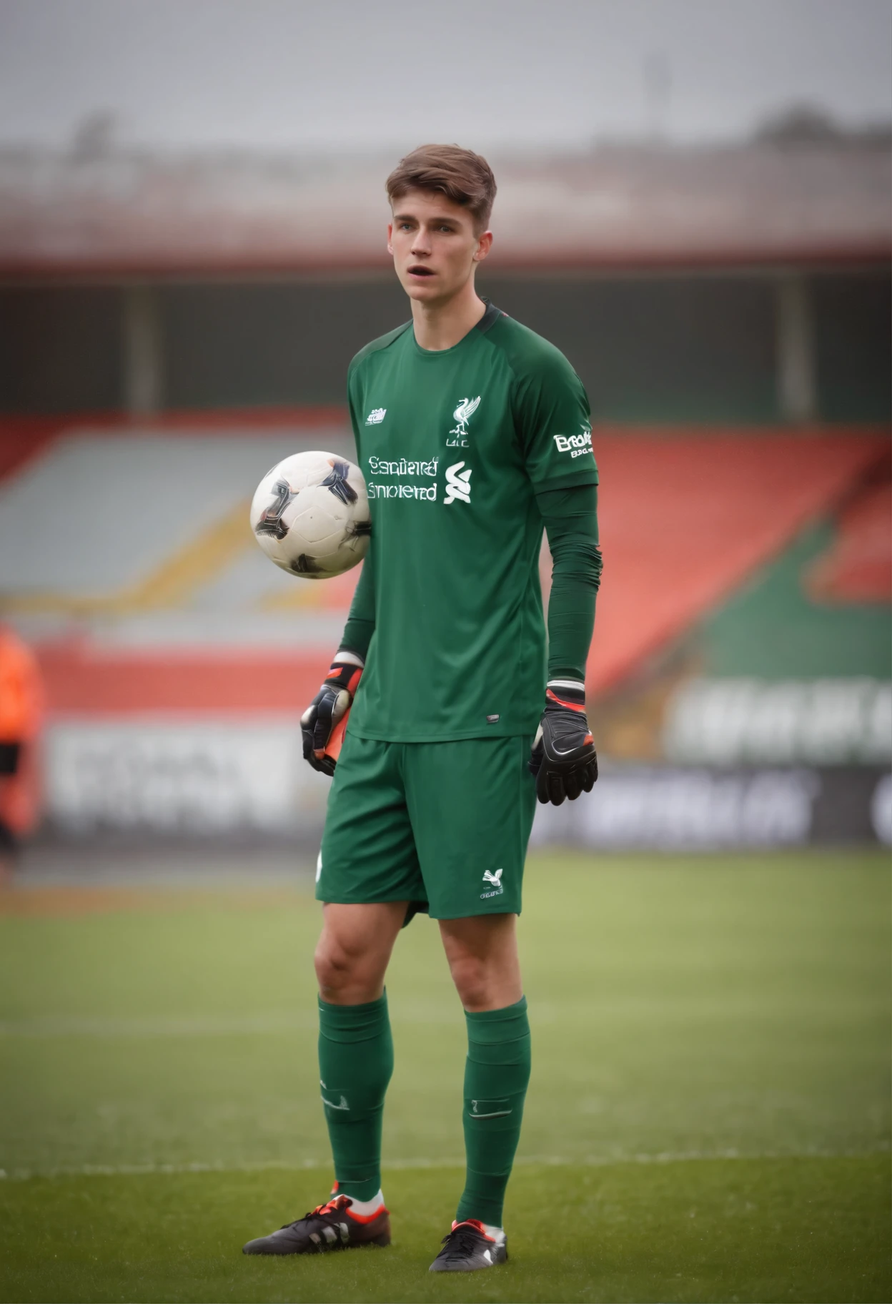 Homem Soccer Player in Liverpool, 18 year old man, goalkeeper, on the field