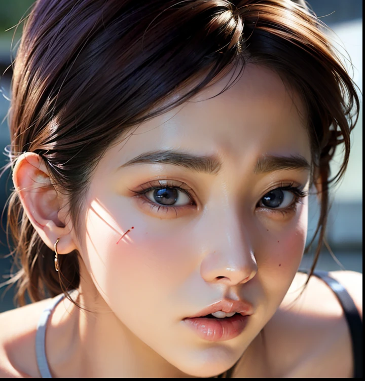 Woman with sad expression and eyes, Realistic art style, kawaii realistic portrait, Realistic art style, realistic anime 3 d style, artwork in the style of guweiz, 3 d anime realistic, photorealistic anime girl render, Photorealistic Art Style, realistic cute girl painting, Photorealistic Art Style, Anime Realism Style, 🤤 girl portrait