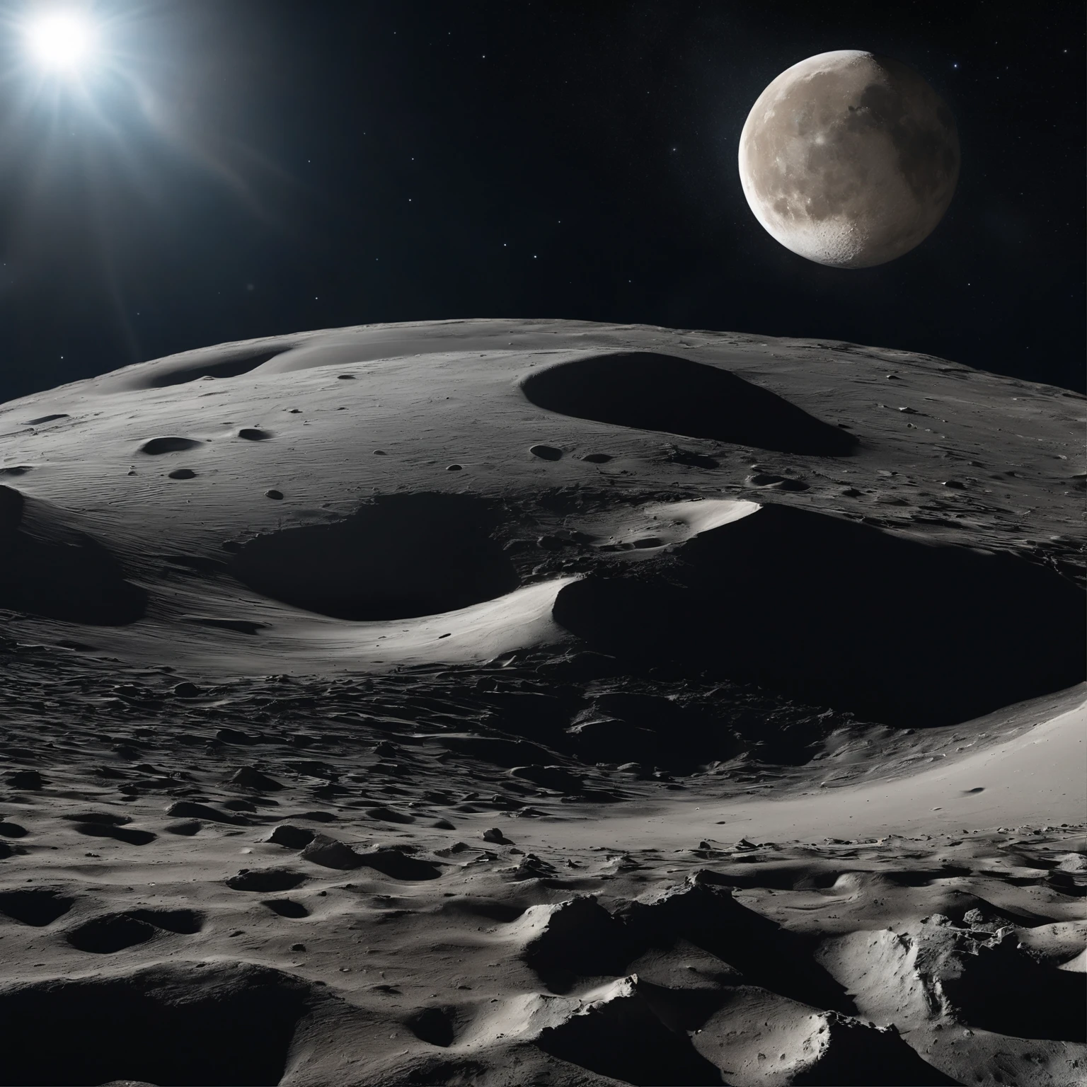 Master Parts、Superior Quality、superior image quality、The 8k quality、Beautiful pictures of the starry sky、magnifica、Arched Milky Way:1.25、Alafed view of Earth from the lunar surface:1.25, Lunar surface, space photo, on the moon, moon background, moon background, on the moon, Lunar soil, space photo, moonscape, Focus on the Moon, On Moon, Numerous craters, Seeing the Earth from the surface of the moon:1.9, big earth in the sky:1.9, Crashed and weathered spaceship