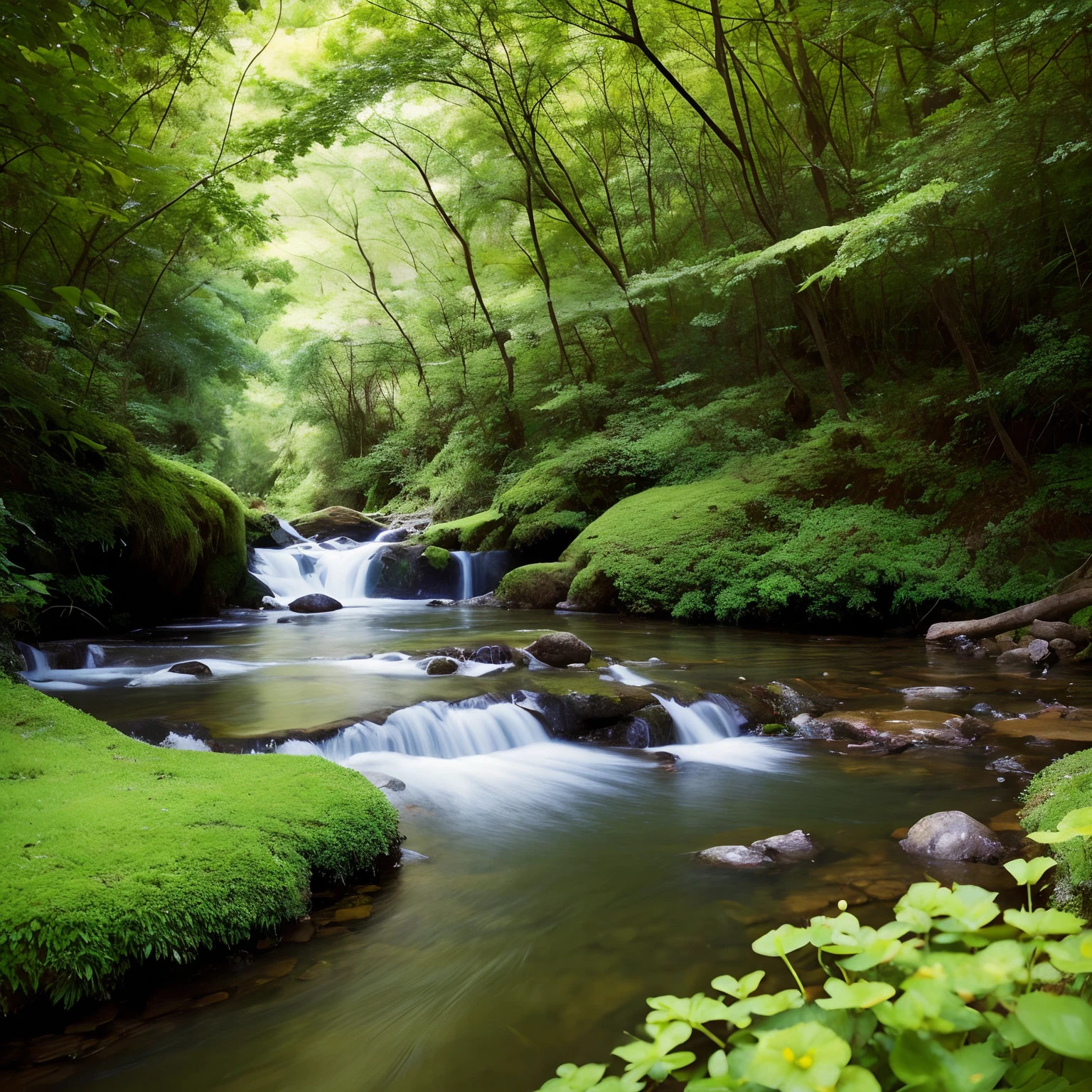 Foto realistica, 8k, Richness of detail in the setting, cores fortes, Highly sharp focus, cores da natureza,  Clear and quiet water stream in the center of the landscape, There is a small hut in the middle of a mountain with flowers, natureza deslumbrante no fundo, A natureza em toda a sua beleza, Paisagem da natureza, natureza realmente bonita, Natureza Bonita, lugar bonito, Tranquilo e sereno, setting in nature, Paisagens muito bonitas, peaceful landscape, very very beautiful scenery, muito muito muito bonita paisagem, uma bela paisagem, foto muito bonita