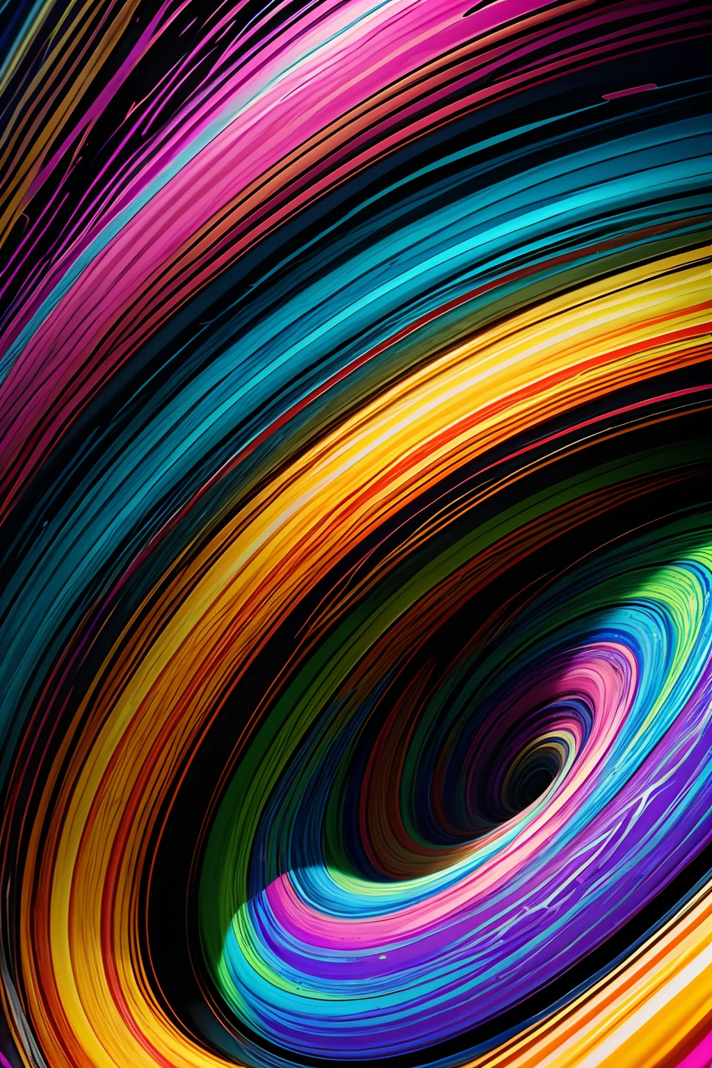 (Best quality,4K,8K,A high resolution,Masterpiece:1.2),Ultra-detailed,(Realistic,Photorealistic,photo-realistic:1.37),Vibrant and swirling lines are vibrant, Bright and colorful swirling lines, Intricate swirl pattern, Vortex tubes, Vibrant magic vortexes and ripples, Colorful paint swirls, Cascading 3D abstract renderings, Rotate the paint color, Dreamlike.