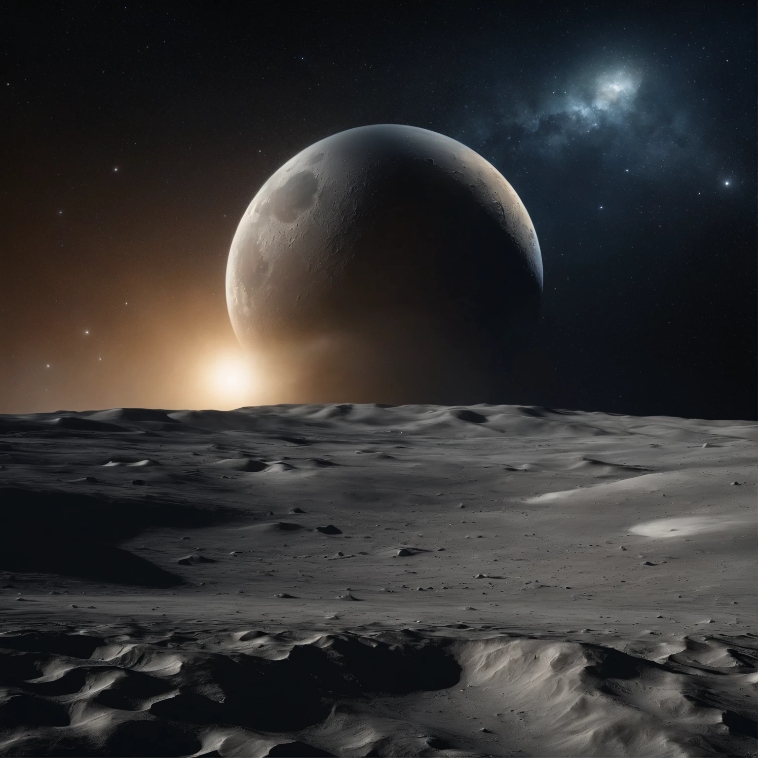 Master Parts、Superior Quality、superior image quality、The 8k quality、Beautiful pictures of the starry sky、magnifica、Arched Milky Way:1.25、Alafed view of Earth from the lunar surface:1.25, Lunar surface, space photo, on the moon, moon background, moon background, on the moon, Lunar soil, space photo, moonscape, Focus on the Moon, On Moon, Numerous craters, Seeing the Earth from the surface of the moon:1.9, big earth in the sky:1.9, Crashed and weathered spaceship