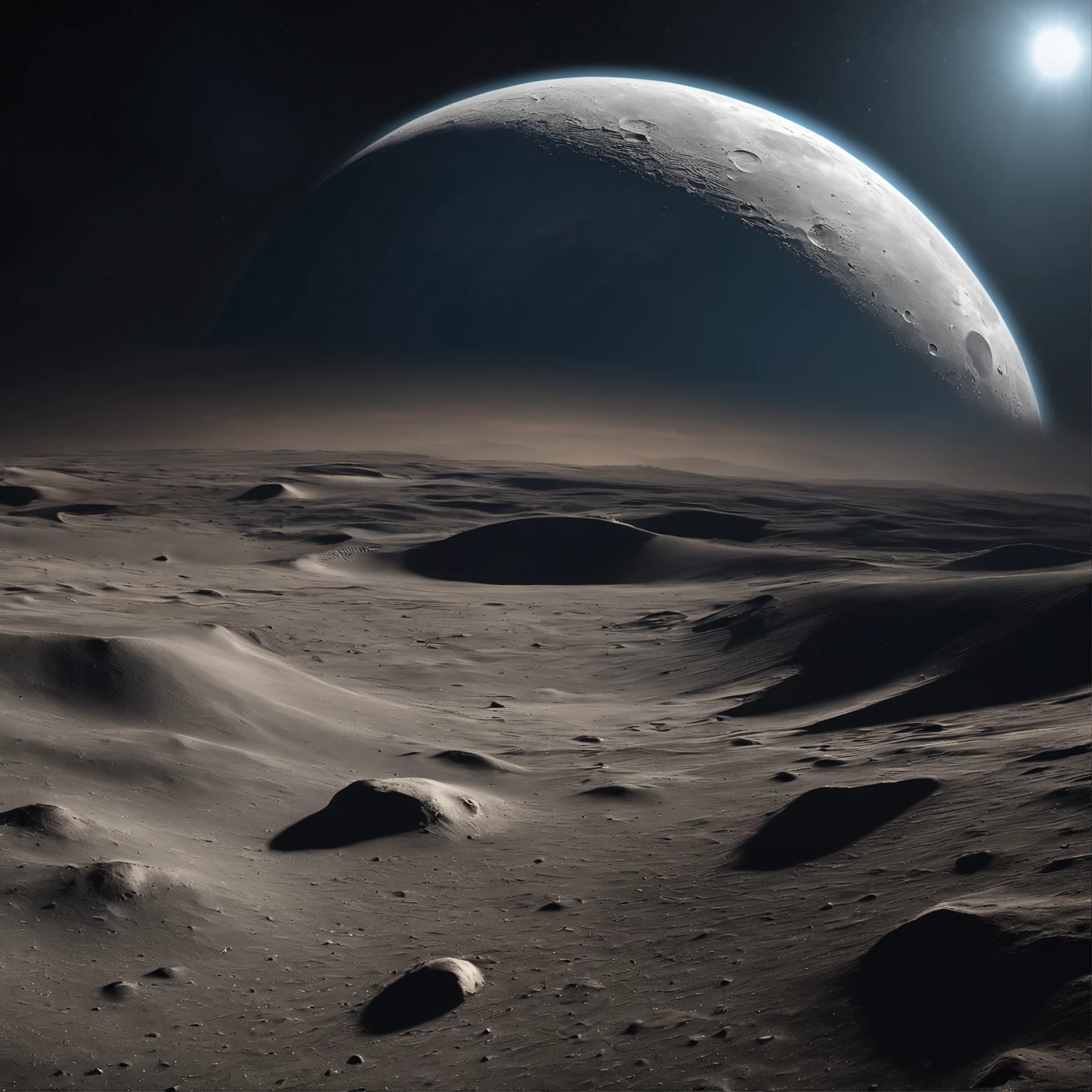 Master Parts、Superior Quality、superior image quality、The 8k quality、Beautiful pictures of the starry sky、magnifica、Arched Milky Way:1.25、Alafed view of Earth from the lunar surface:1.25, Lunar surface, space photo, on the moon, moon background, moon background, on the moon, Lunar soil, space photo, moonscape, Focus on the Moon, On Moon, Numerous craters, Seeing the Earth from the surface of the moon:1.9, big earth in the sky:1.9, Crashed and weathered spaceship