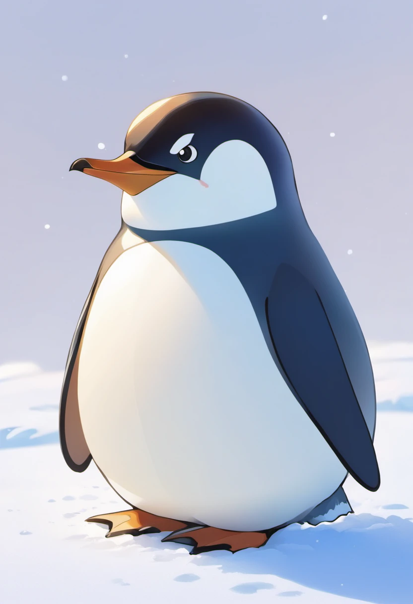 There is a penguin sitting in the snow, Penguins 0, Fat Penguin Unity Asset, fat penguin, penguin, penguin, Anthropomorphic penguins, Pingu, Blue Penguin, Cel Shading Vector Art, very detailed illustration, illustratio, highly detailed Vector art, laurent durieux, Inspired by Tom Whalen, Detailed vector art