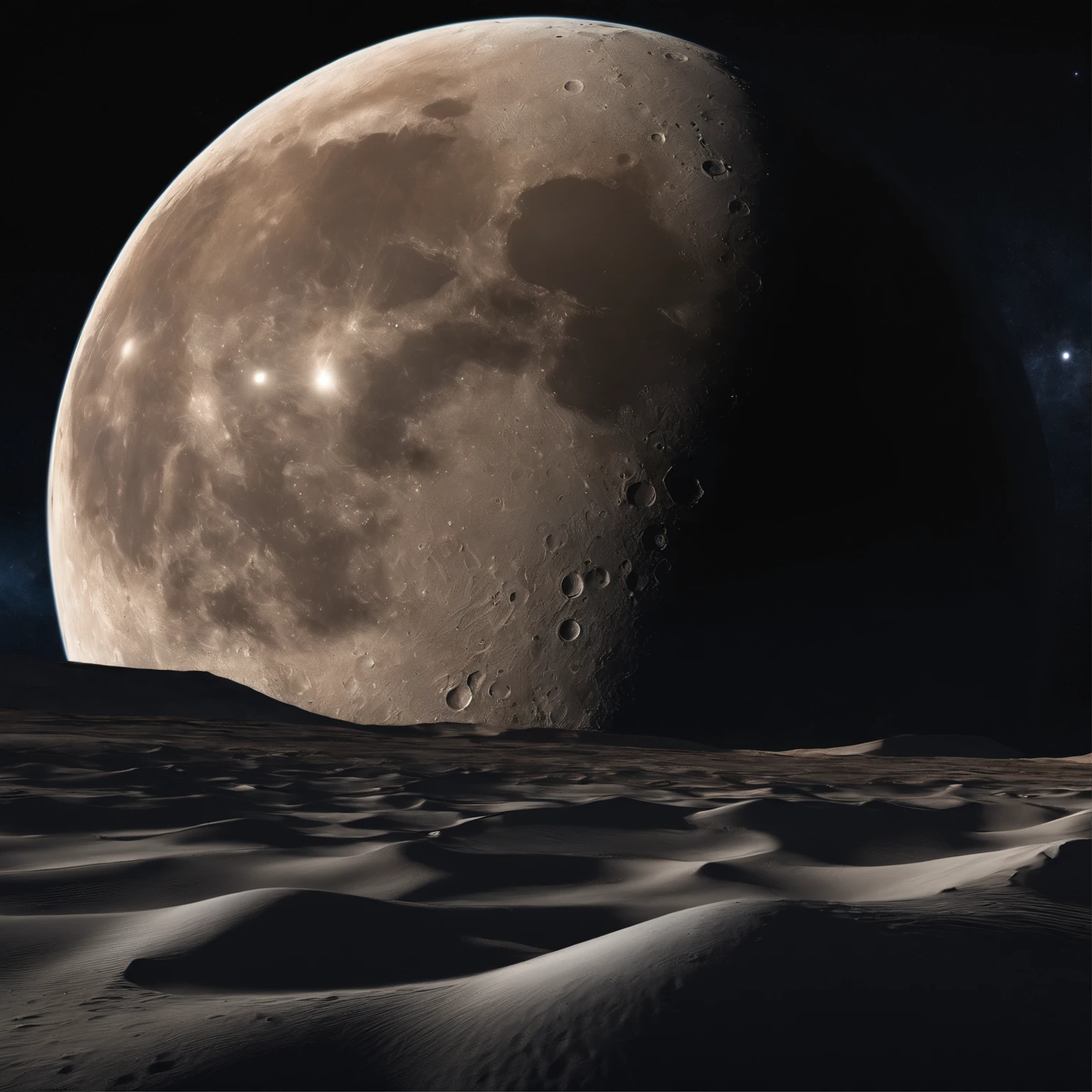 Master Parts、Superior Quality、superior image quality、The 8k quality、Beautiful pictures of the starry sky、magnifica、Arched Milky Way:1.25、Alafed view of Earth from the lunar surface:1.25, Lunar surface, space photo, on the moon, moon background, moon background, on the moon, Lunar soil, space photo, moonscape, Focus on the Moon, On Moon, Numerous craters, Seeing the Earth from the surface of the moon:1.9, big earth in the sky:1.9