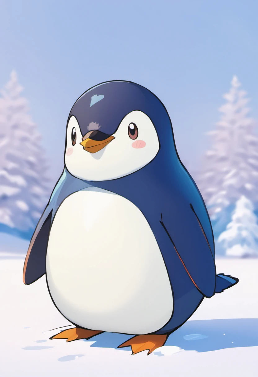 There is a penguin sitting in the snow, Penguin 0, Fat Penguin Unity Asset, fat penguin, penguin, penguin, Anthropomorphic penguins, Pingu, Blue Penguin, Shading Vector Art, very detailed illustration, illustratio, highly detailed Vector art, laurent durieux, Inspired by Tom Whalen, Detailed vector art
