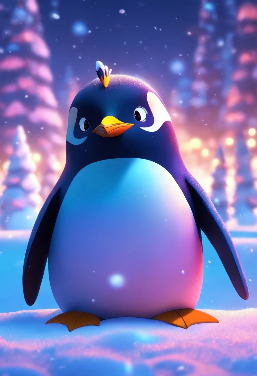 There is a penguin sitting in the snow, Penguin 0, Fat Penguin Unity Asset, fat penguin, penguin, penguin, Anthropomorphic penguins, Pingu, Blue Penguin, Shading Vector Art, very detailed illustration, illustratio, highly detailed Vector art, laurent durieux, Inspired by Tom Whalen, Detailed vector art
