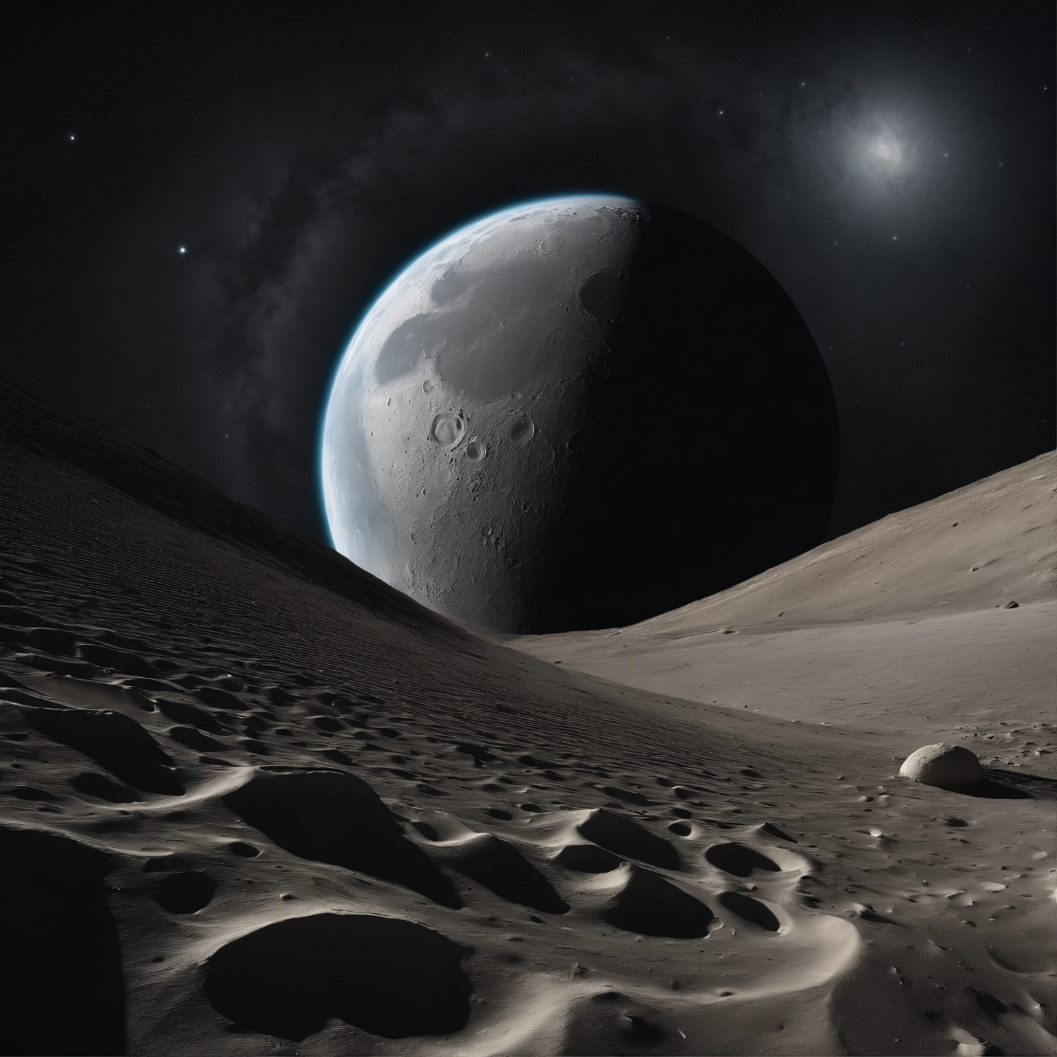 Master Parts、Superior Quality、superior image quality、The 8k quality、Beautiful pictures of the starry sky、magnifica、Arched Milky Way:1.25、Alafed view of Earth from the lunar surface:1.25, Lunar surface, space photo, on the moon, moon background, moon background, on the moon, Lunar soil, space photo, moonscape, Focus on the Moon, On Moon, Numerous craters, Seeing the Earth from the surface of the moon:1.9, big earth in the sky:1.9