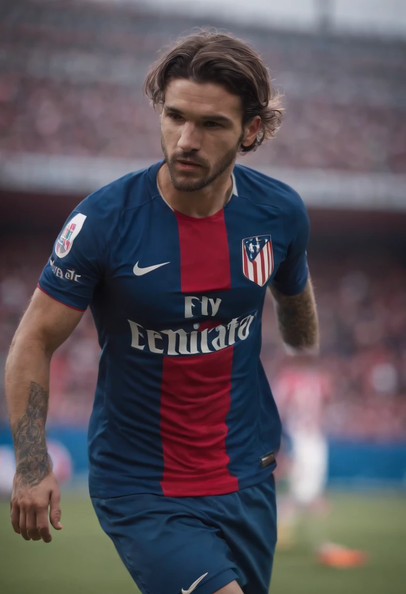 Man Soccer Player in Atlético de Madrid, homem de cabelo rosa e tatuagens
