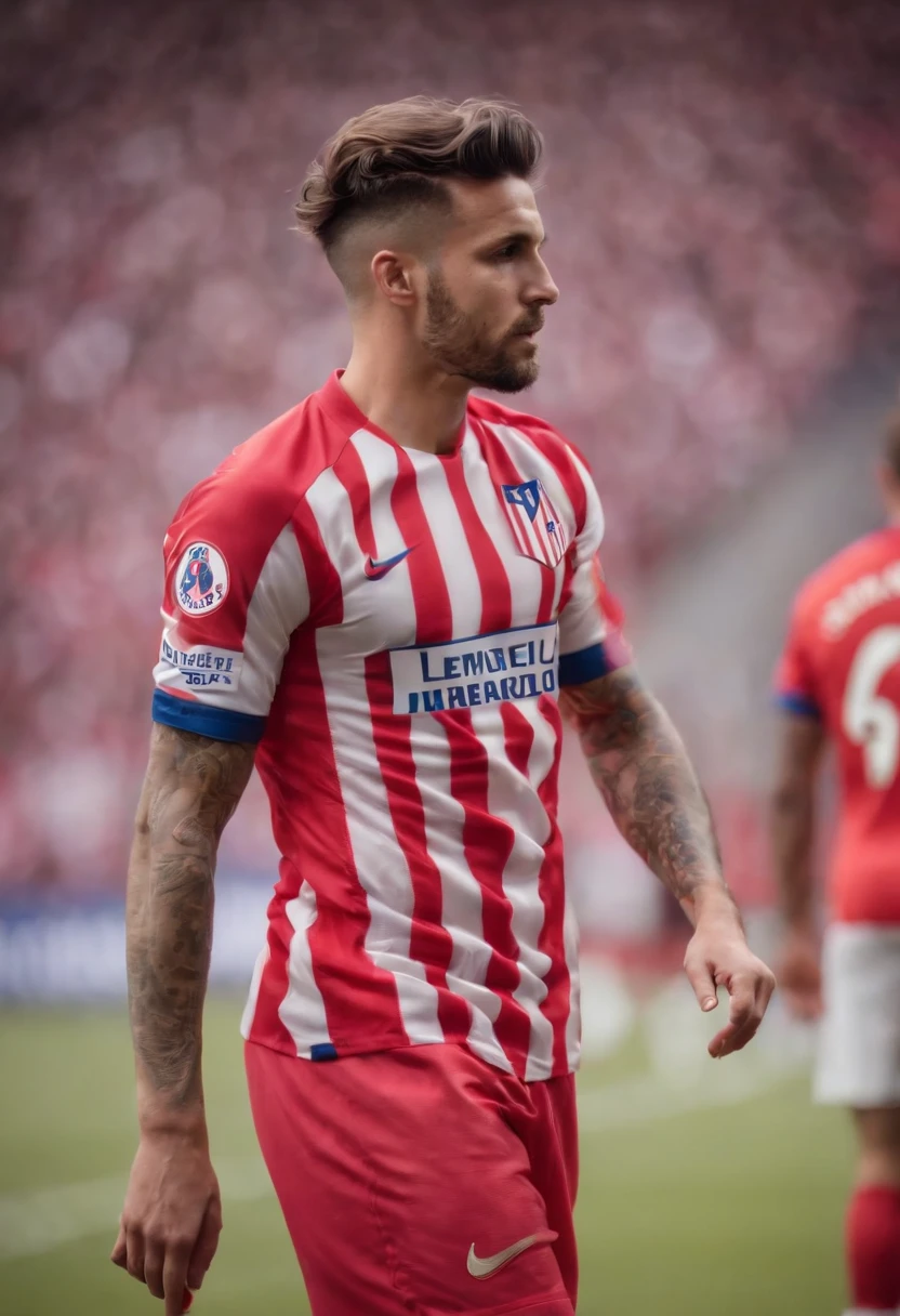Man Soccer Player in Atlético de Madrid, homem de cabelo rosa e tatuagens