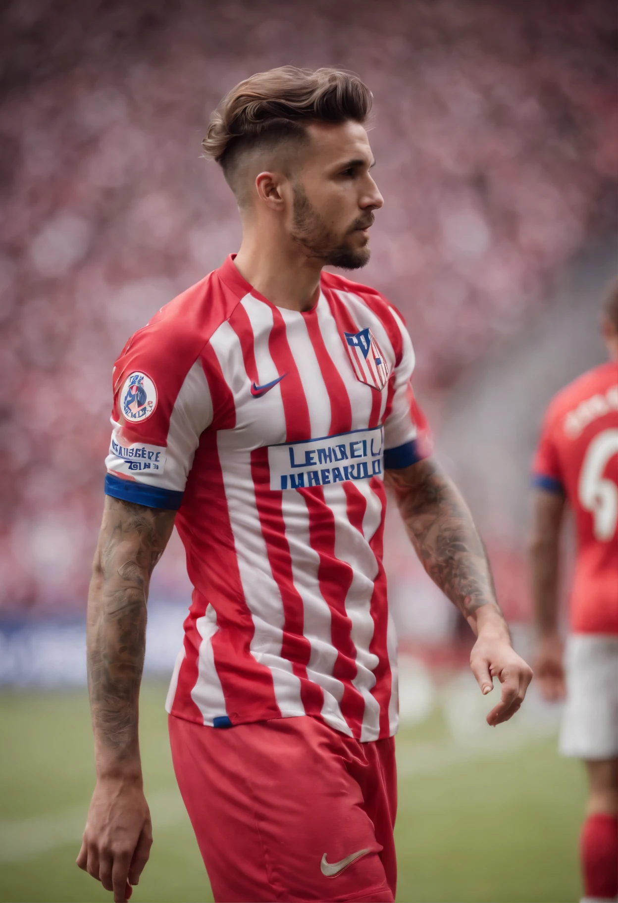 Man Soccer Player in Atlético de Madrid, homem de cabelo rosa e tatuagens