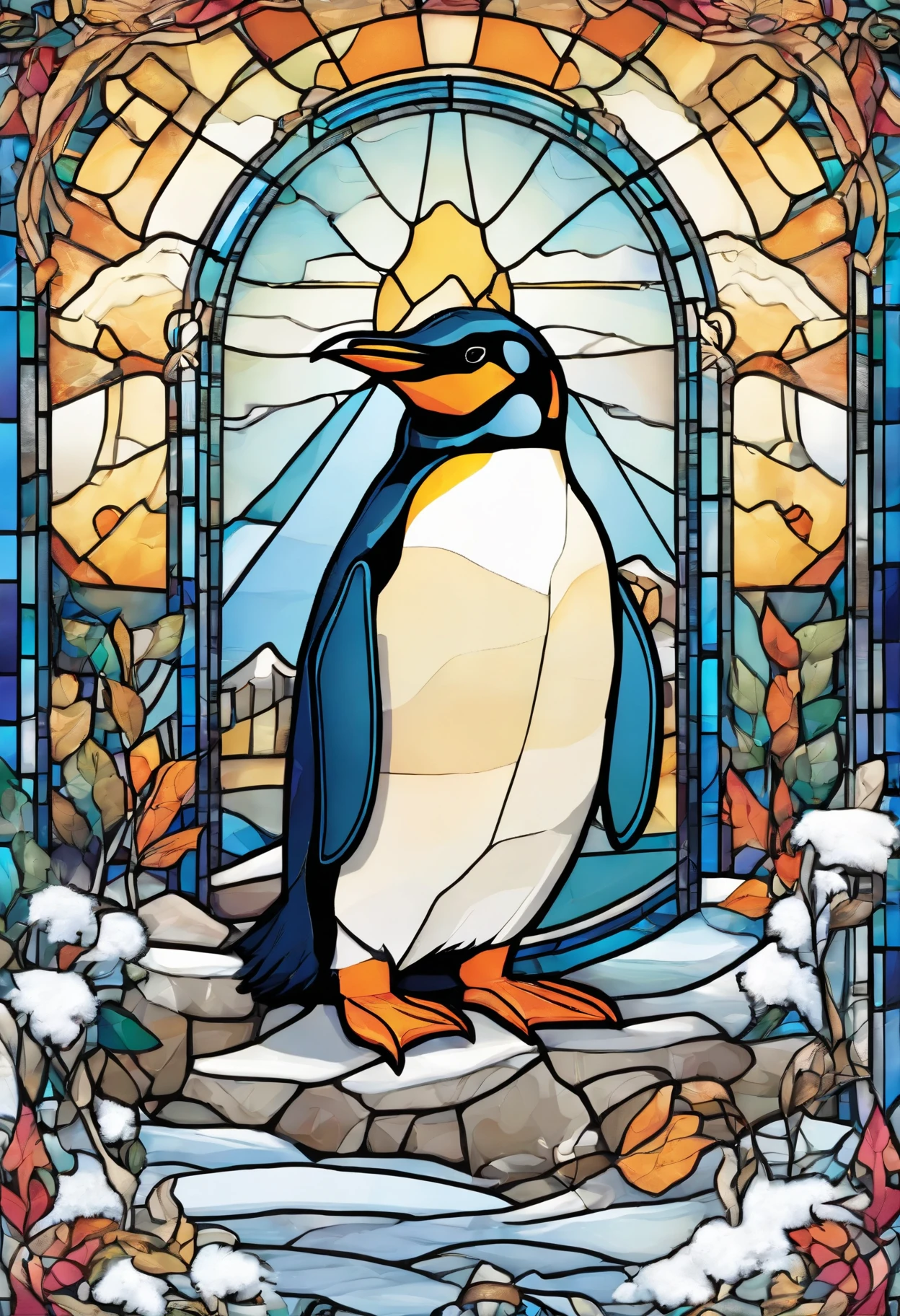 There is a penguin sitting in the snow, Penguin 0, Fat Penguin Unity Asset, fat penguin, penguin, penguin, Anthropomorphic penguins, Pingu, Blue Penguin, Shading Vector Art, very detailed illustration, illustratio, highly detailed Vector art, laurent durieux, Inspired by Tom Whalen, Detailed vector art