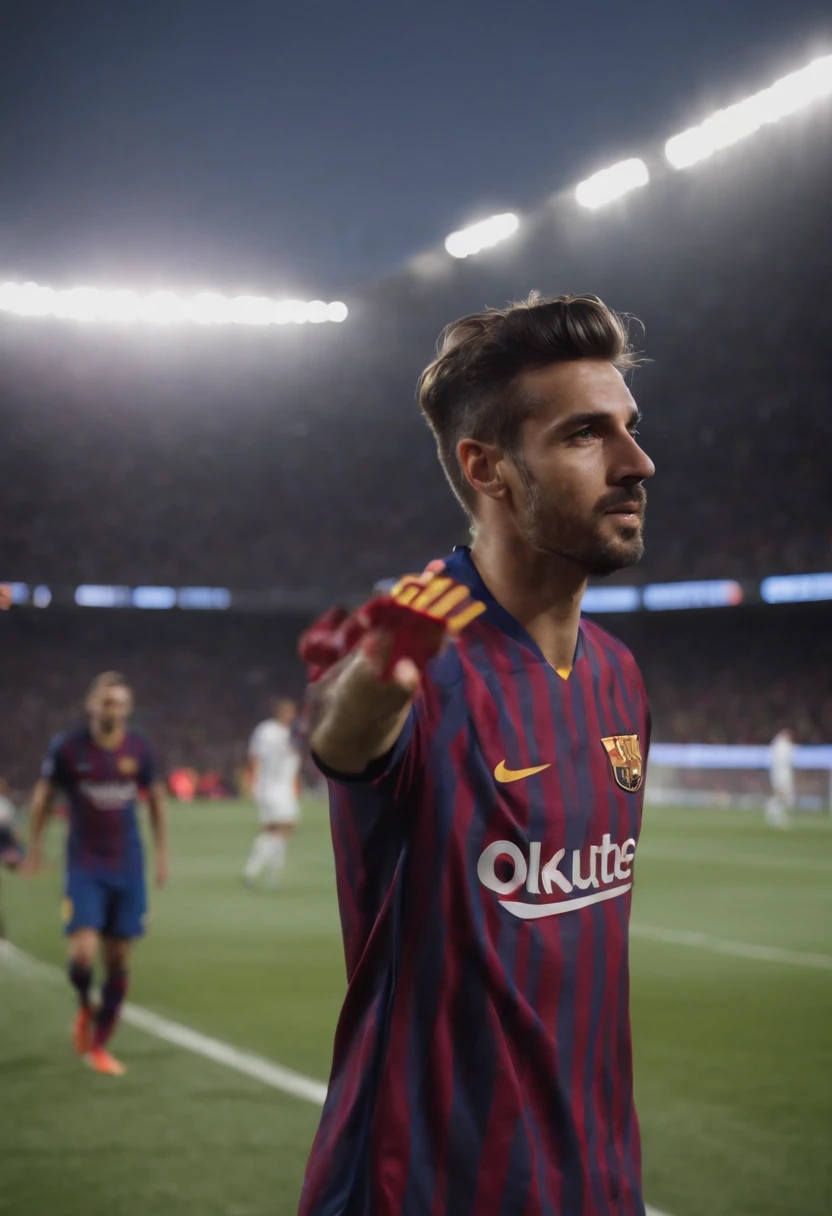 Homem Soccer Player in Barcelona, cabelo branco