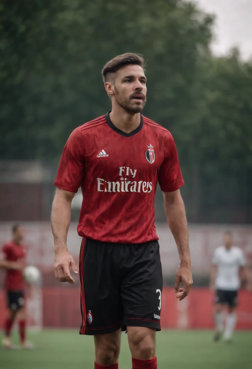 Soccer Player com cabelo pintado de vermelho, in Milan
