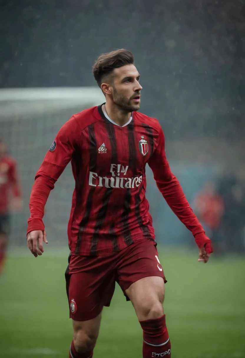 Soccer Player com cabelo pintado de vermelho, in Milan