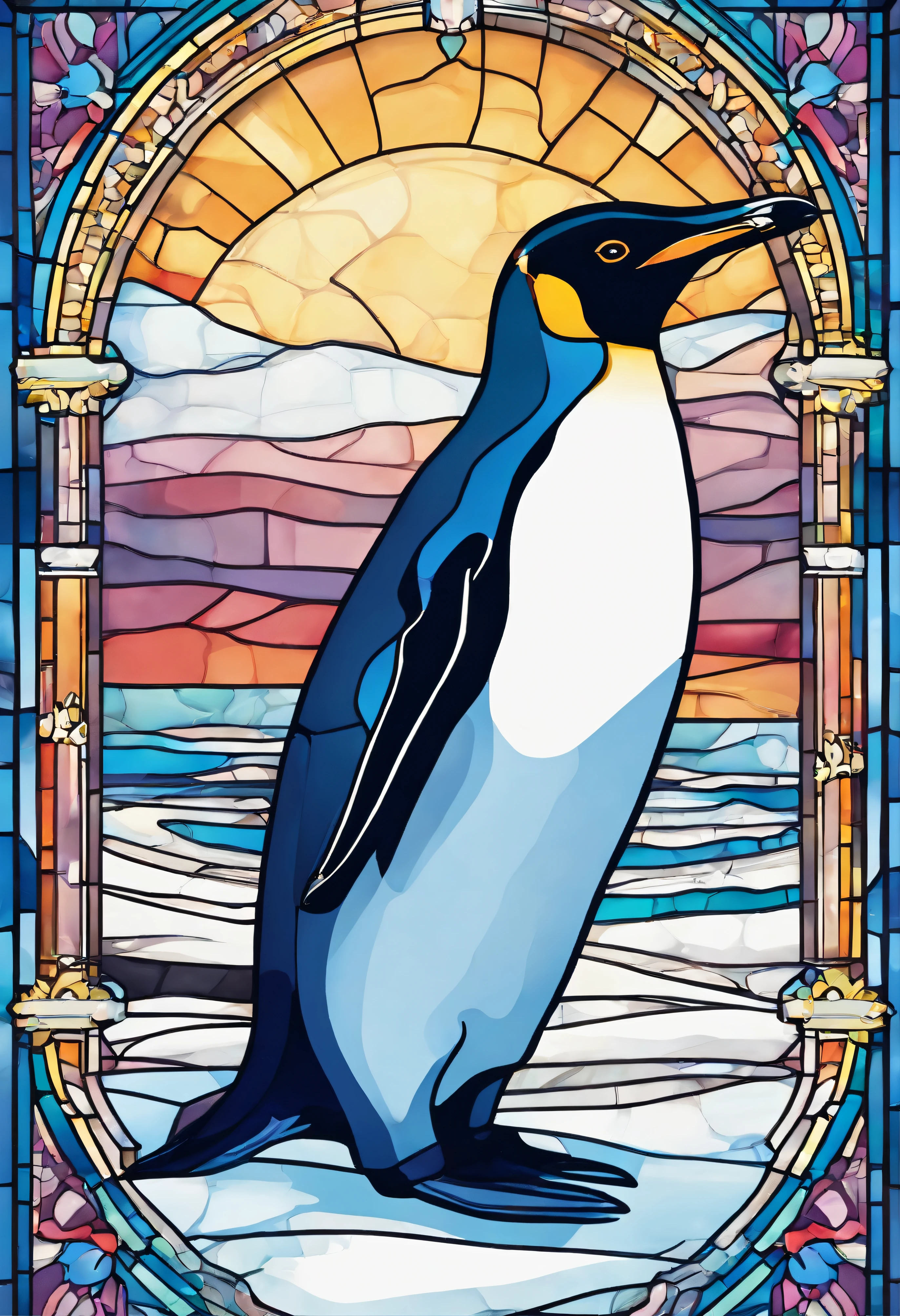There is a penguin sitting in the snow, Penguin 0, Fat Penguin Unity Asset, fat penguin, penguin, penguin, Anthropomorphic penguins, Pingu, Blue Penguin, Shading Vector Art, very detailed illustration, illustratio, highly detailed Vector art, laurent durieux, Inspired by Tom Whalen, Detailed vector art