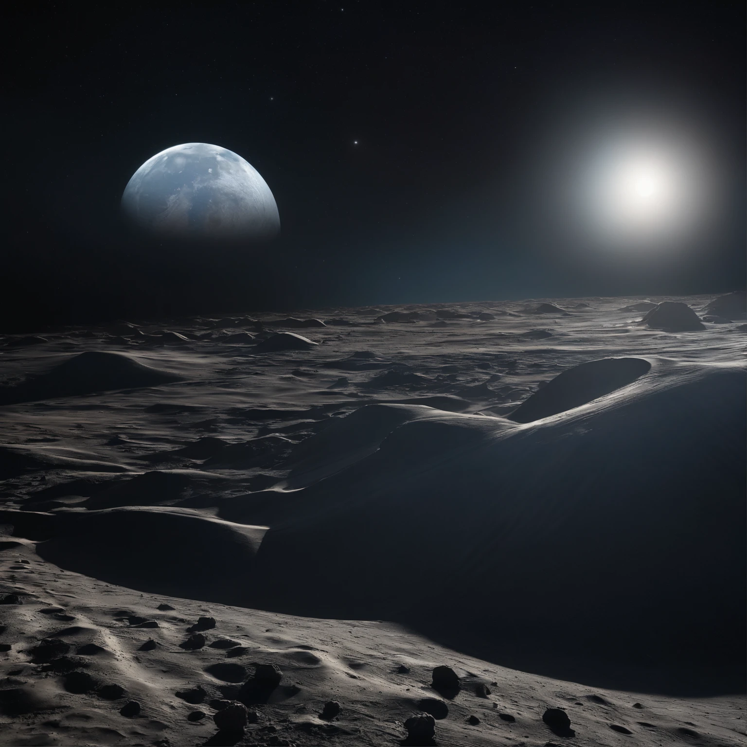 Master Parts、Superior Quality、superior image quality、The 8k quality、Beautiful pictures of the starry sky、magnifica、Arched Milky Way:1.25、Alafed view of Earth from the lunar surface:1.25, Lunar surface, space photo, on the moon, moon background, moon background, on the moon, Lunar soil, space photo, moonscape, Focus on the Moon, On Moon, Numerous craters, Seeing the Earth from the surface of the moon:1.9, big earth in the sky:1.9