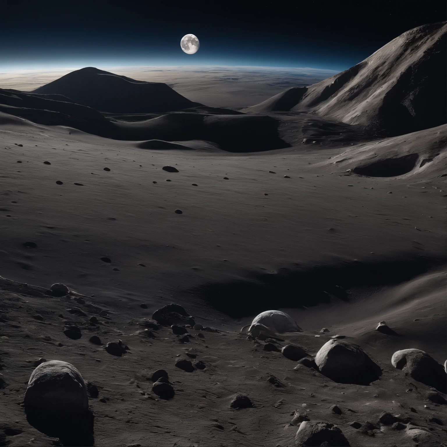 Master Parts、Superior Quality、superior image quality、The 8k quality、Beautiful pictures of the starry sky、magnifica、Arched Milky Way:1.25、Alafed view of Earth from the lunar surface:1.25, Lunar surface, space photo, on the moon, moon background, moon background, on the moon, Lunar soil, space photo, moonscape, Focus on the Moon, On Moon, Numerous craters, Seeing the Earth from the surface of the moon:1.9, big earth in the sky:1.9