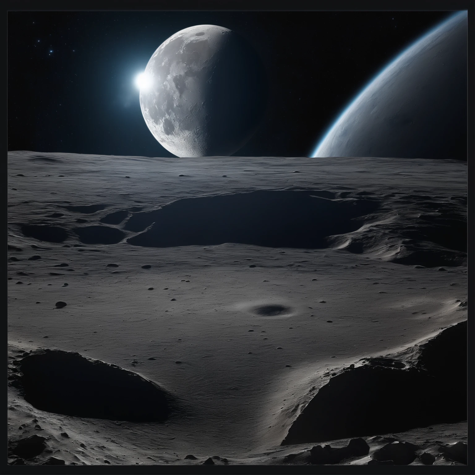 Master Parts、Superior Quality、superior image quality、The 8k quality、Beautiful pictures of the starry sky、magnifica、Arched Milky Way:1.25、Alafed view of Earth from the lunar surface:1.25, Lunar surface, space photo, on the moon, moon background, moon background, on the moon, Lunar soil, space photo, moonscape, Focus on the Moon, On Moon, Numerous craters, Seeing the Earth from the surface of the moon:1.9, big earth in the sky:1.9