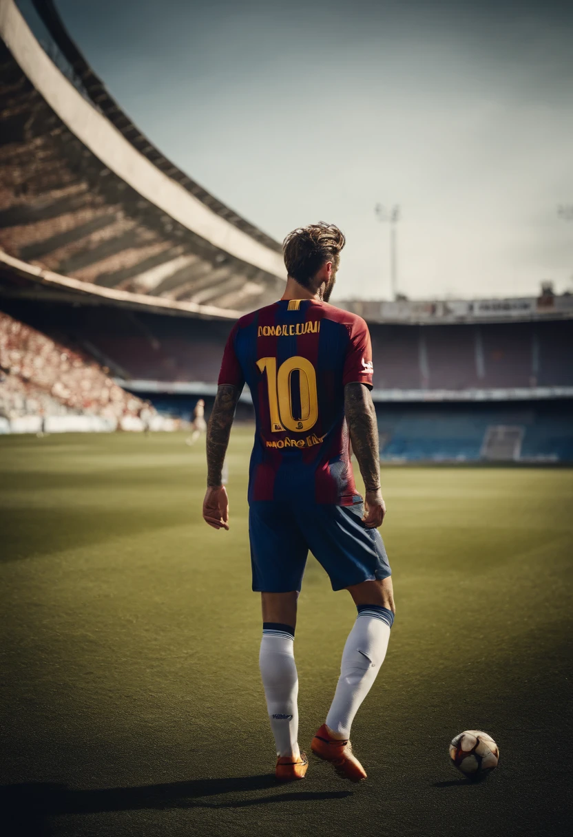 Homem Soccer Player in Barcelona, cabelo platinado de branco, tatuagens