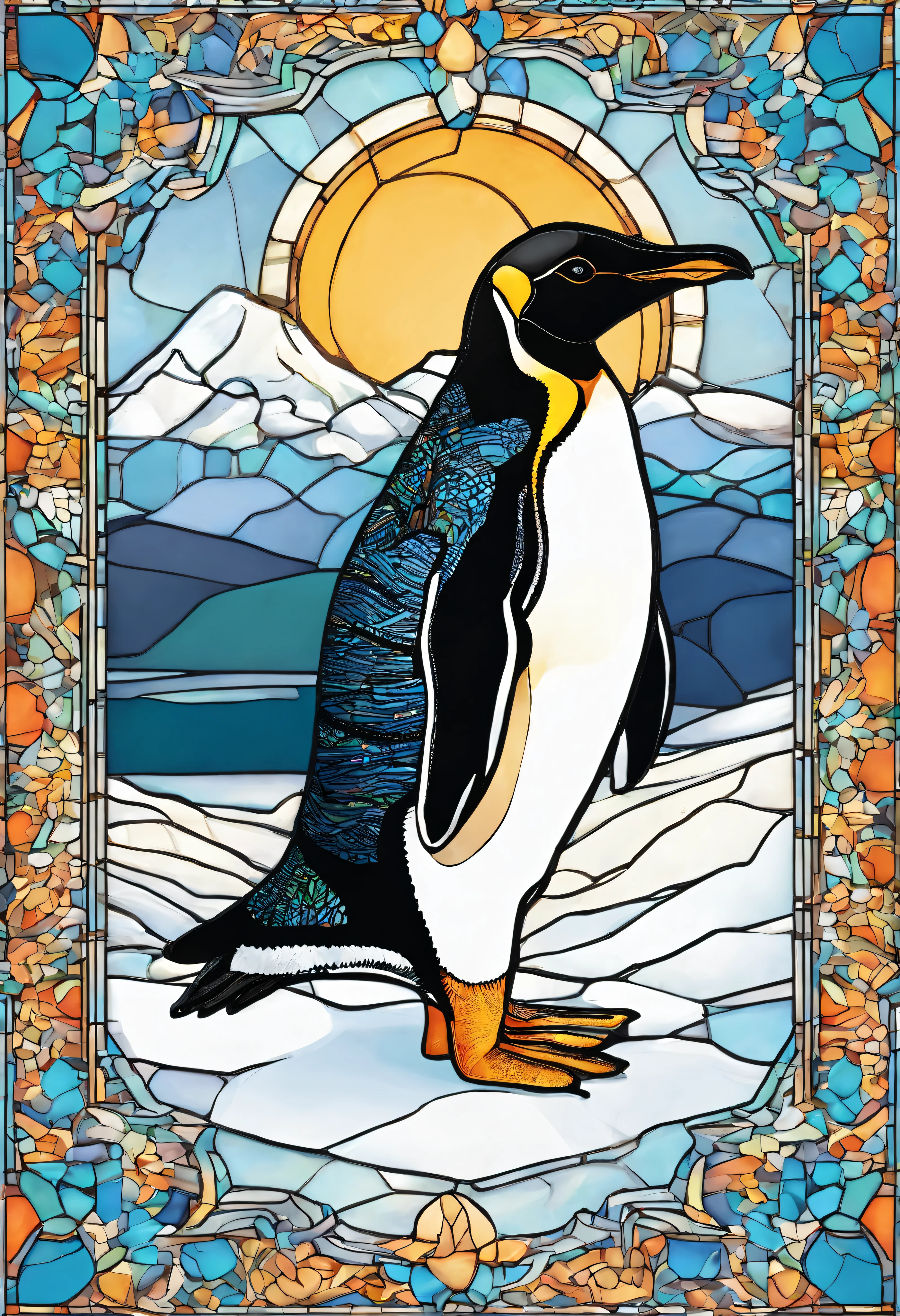 There is a penguin sitting in the snow, Penguin 0, Fat Penguin Unity Asset, fat penguin, penguin, penguin, Anthropomorphic penguins, Pingu, Blue Penguin, Shading Vector Art, very detailed illustration, illustratio, highly detailed Vector art, laurent durieux, Inspired by Tom Whalen, Detailed vector art