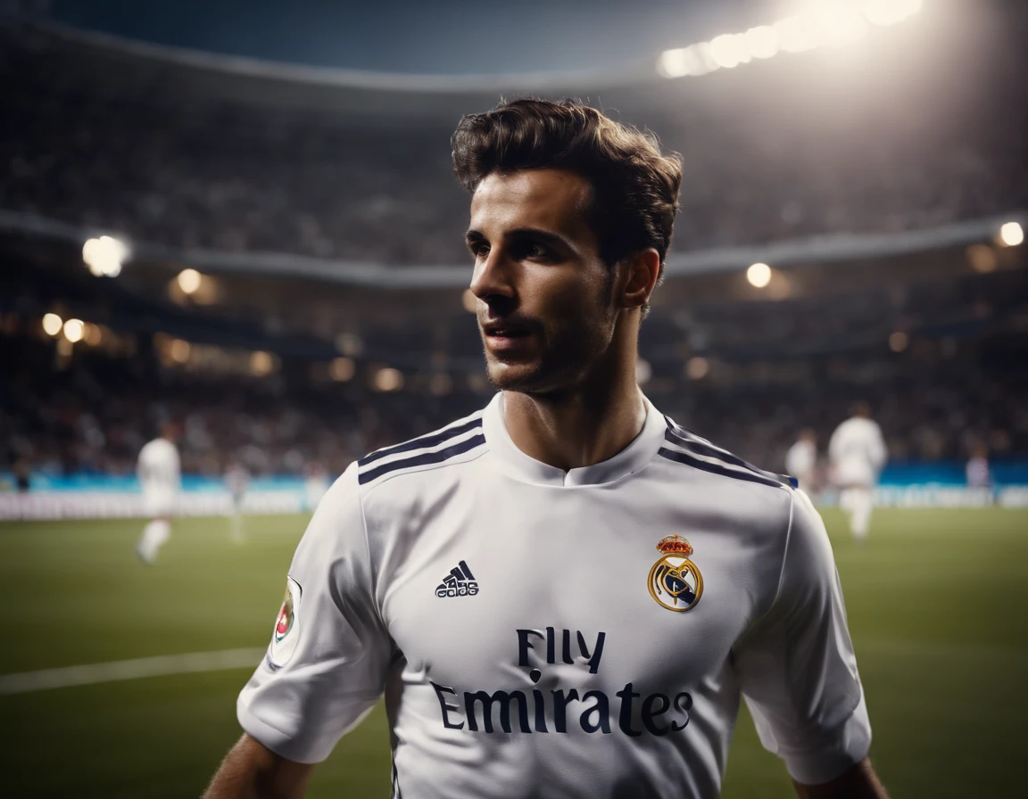 Homem Soccer Player in Real Madrid assinando contrato com o Real Madrid