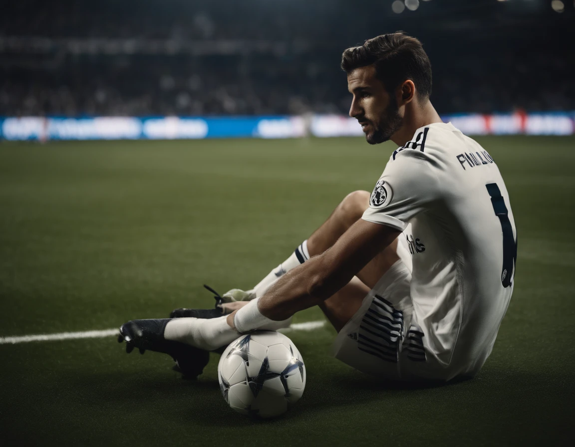 Homem Soccer Player in Real Madrid assinando contrato com o Real Madrid