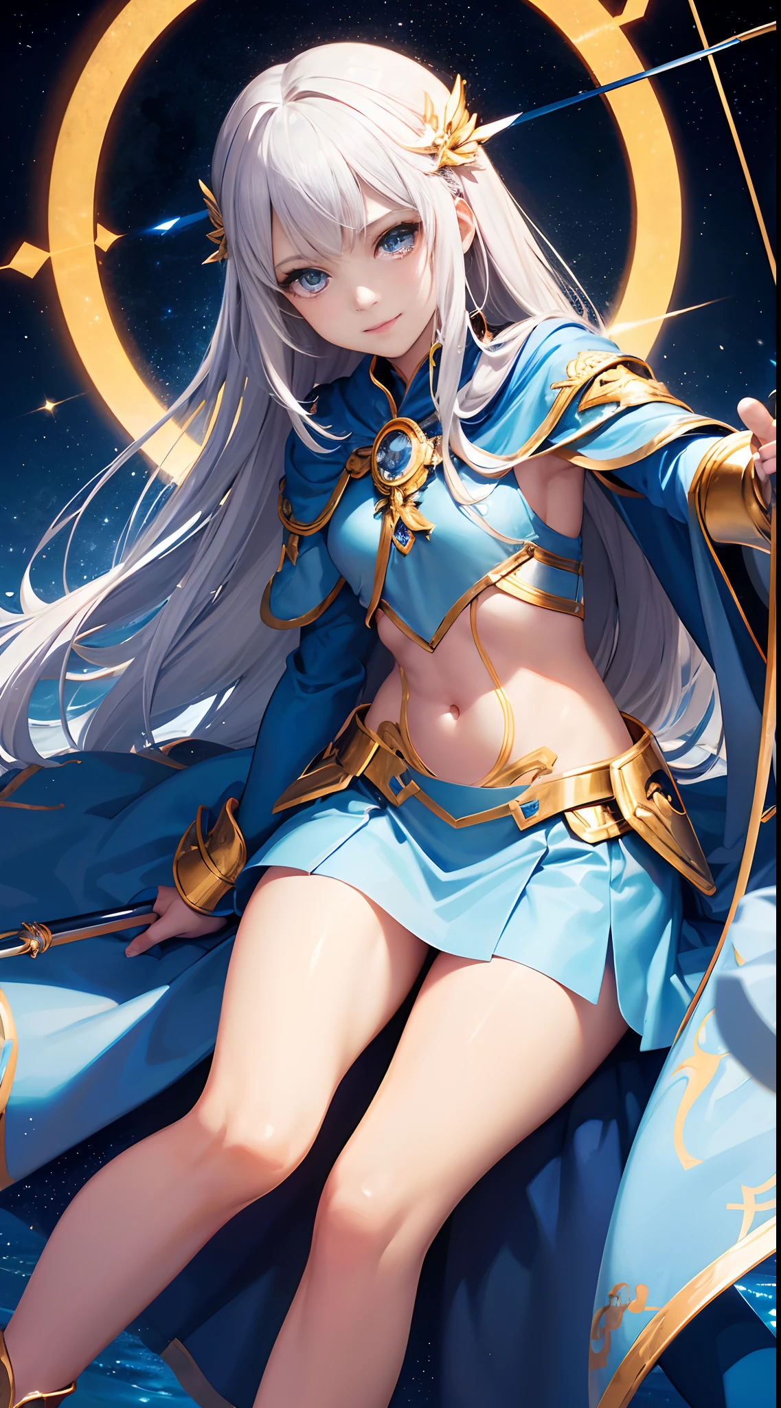 HD, Sky, cloud, Spear weapons, luminescent, state of the art, architecture, luminescent eyes, state of the art机械, Science fiction, City, true, Blue host armor, The core is in the chest,Like Poseidon,