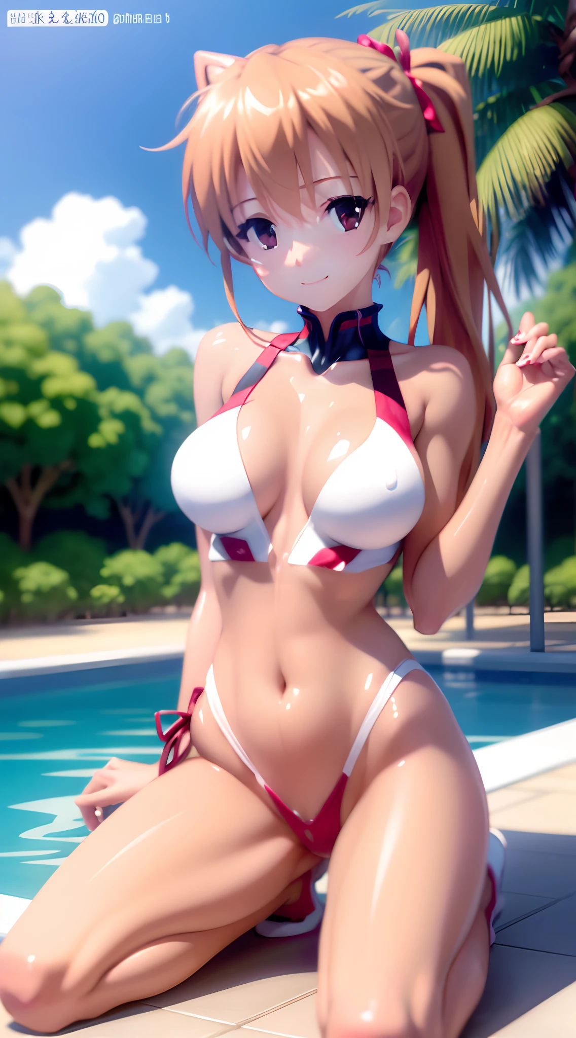 Real Images、Top image quality、Watermelon Bikini、Open your crotch、Poolside in summer、Sun flower、Wet、sexypose、Open legs from side to side、flaxen ponytail、fukada kyoko、beautiful smiling face、Beautiful body、Constriction、teats、