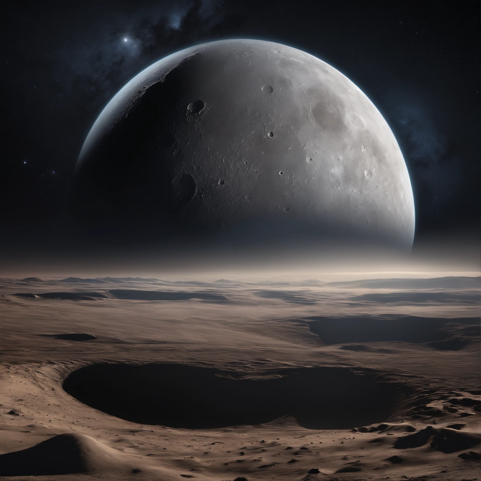 Master Parts、Superior Quality、superior image quality、The 8k quality、Beautiful pictures of the starry sky、magnifica、Arched Milky Way:1.25、Alafed view of Earth from the lunar surface, Lunar surface, space photo, on the moon, moon background, moon background, on the moon, Lunar soil, space photo, moonscape, Focus on the Moon, On Moon, Numerous craters:1.9, Huge Earth in the Sky