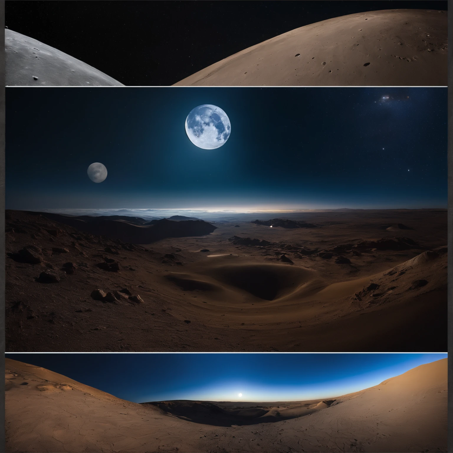 Master Parts、Superior Quality、superior image quality、The 8k quality、Beautiful pictures of the starry sky、magnifica、Arched Milky Way:1.25、Alafed view of Earth from the lunar surface:1.9, Lunar surface, space photo, on the moon, moon background, moon background, on the moon, Lunar soil, space photo, The Moon crashes into the Earth, The moon hits the earth, moonscape, Moon orbiting other satellites, Focus on the Moon, On Moon, number々Craters of:1.9, Giant Earth visible in the sky