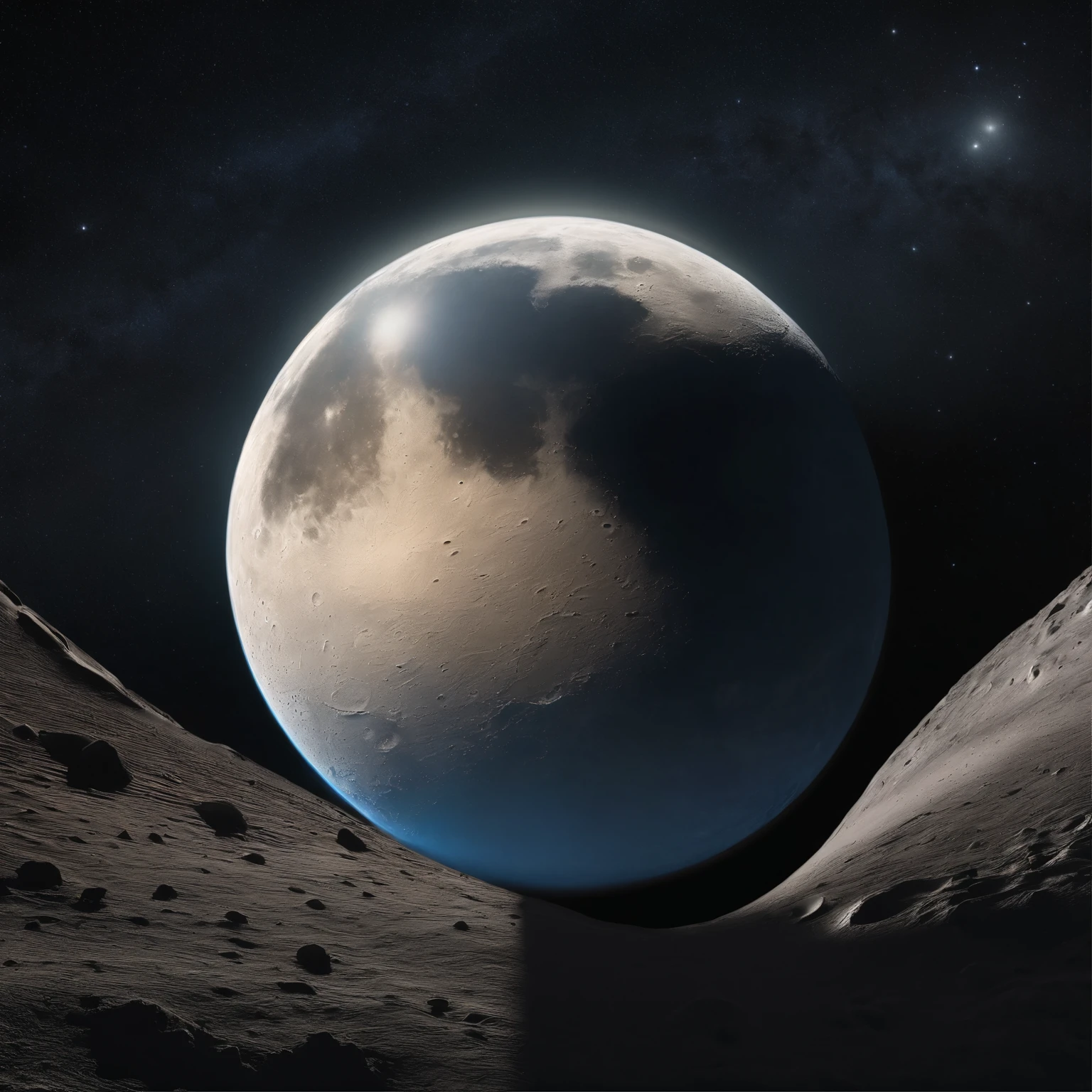 Master Parts、Superior Quality、superior image quality、The 8k quality、Beautiful pictures of the starry sky、magnifica、Arched Milky Way:1.25、Alafed view of Earth from the lunar surface:1.9, Lunar surface, space photo, on the moon, moon background, moon background, on the moon, Lunar soil, space photo, The Moon crashes into the Earth, The moon hits the earth, moonscape, Moon orbiting other satellites, Focus on the Moon, On Moon, number々Craters of:1.9, Giant Earth visible in the sky
