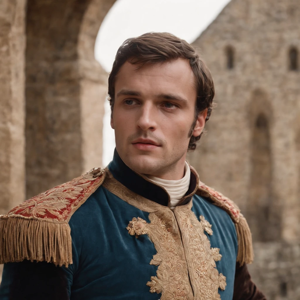 Homem medieval, homem importante, man resembling Napoleon, roupa com cota de malha