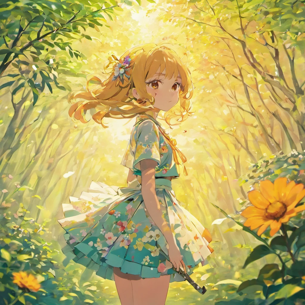 Anime girl with flower skirt and flower tree, lovely digital painting, Realistic anime 3 D style, 3 d anime realistic, render of a cute 3d anime girl, Guviz-style artwork, japonisme 3 d 8 k ultra detailed, childrens art in artstation, anime styled 3d, Kawaii realistic portrait, Rendu portrait 8k