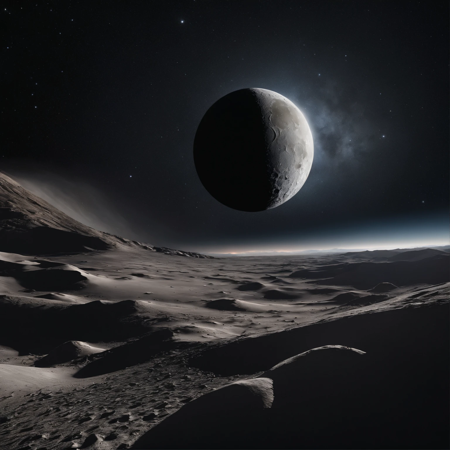Master Parts、Superior Quality、superior image quality、The 8k quality、Beautiful pictures of the starry sky、magnifica、Arched Milky Way:1.25、Alafed view of Earth from the lunar surface, Lunar surface, space photo, On the moon, Lunar background, moon background, on the moon, Lunar soil, space photo, The Moon crashes into the Earth, The Moon hits Earth, moonscape, Moon orbiting other satellites, Focus on the Moon, On Moon, number々Craters of:1.9