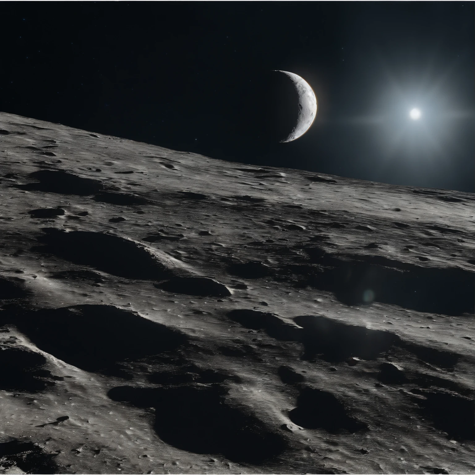 Master Parts、Superior Quality、superior image quality、The 8k quality、Beautiful pictures of the starry sky、magnifica、Arched Milky Way:1.25、(((Looking at space from the Moon:1.9)))、Craters on the Moon:1.9, Stand on the Moon