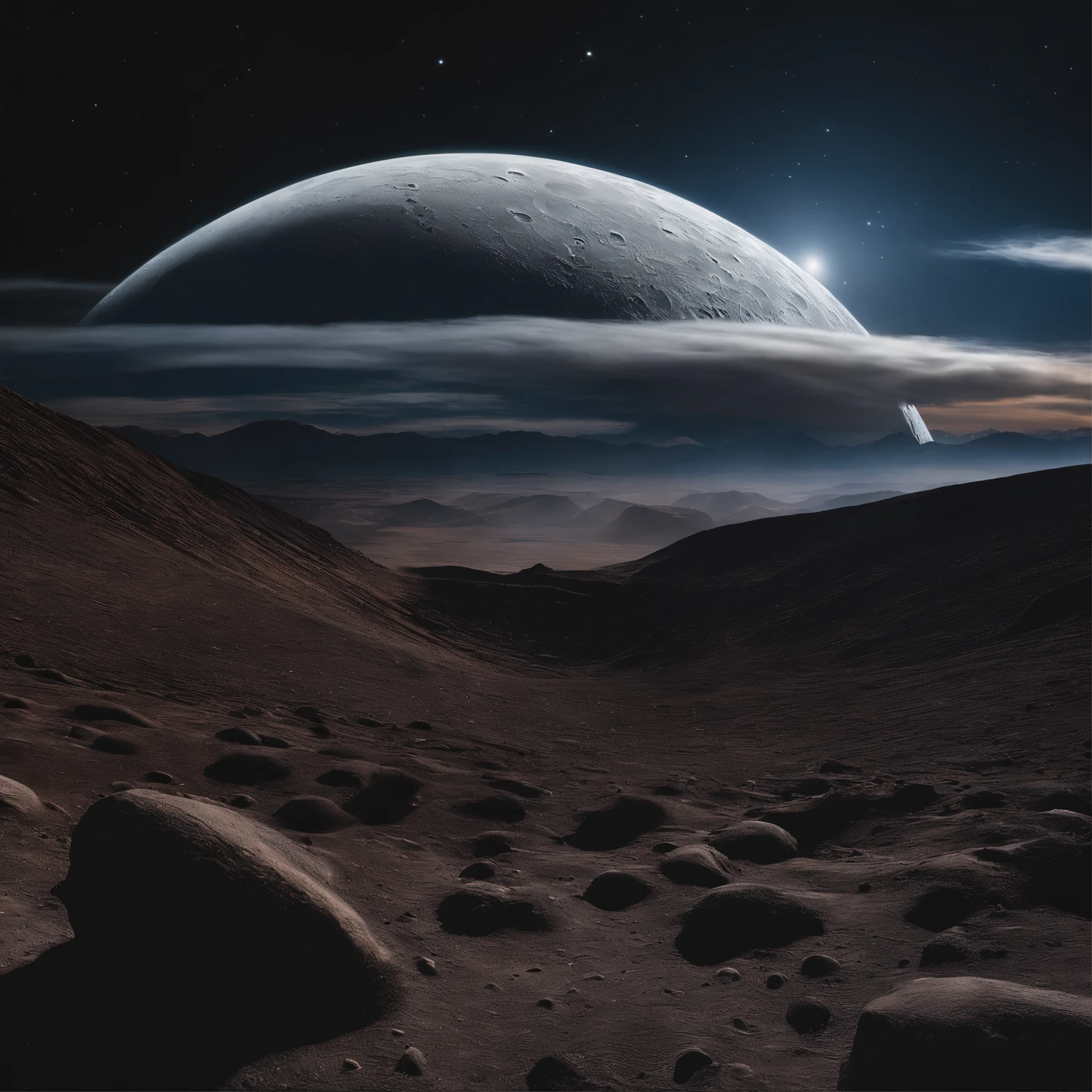 Master Parts、Superior Quality、superior image quality、The 8k quality、Beautiful pictures of the starry sky、magnifica、Arched Milky Way:1.25、Looking at space from the Moon:1.9、Craters on the Moon:1.9, Standing on the moon