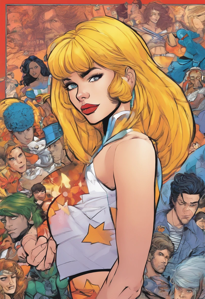 American comics,the comic's story is about a blond American mestizo with French blue eye cream skin. Trauma sexual, pré adolescente comportamento delinquente e estilo rockeiro The style is exaggerated and detailed