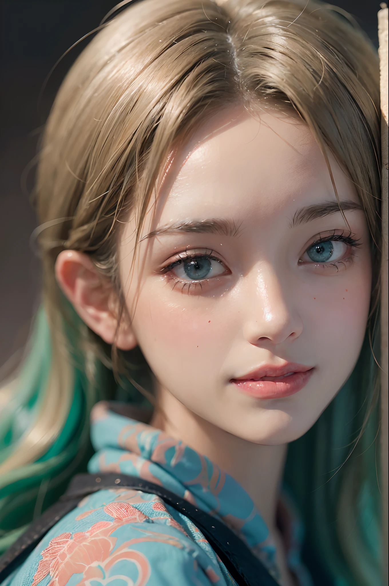 (ultra realisic), (Illustration), (Resolution Enhancement), (8K), (Extremely detailed), (Best Illustration), (beautiful-detailed eyes), (Best Quality), (The ultra-detailliert), (Masterpiece ), ( wall paper), (Detailed face),a blond, Wavy hair,(hi-top fade:1.3), (Smiling broadly, bright look), dark theme, soothing tones, muted colors, High contrast, (Natural skin texture, hyperrealism, Soft light, edgy),exposure blend, medium shot, Bokeh, (HDR:1.4), High contrast, (films, teal and orange:0.85), (muted colors, faded colors, soothing tones:1.3), Low saturation, (hyperdetailed:1.2), (black:0.4)