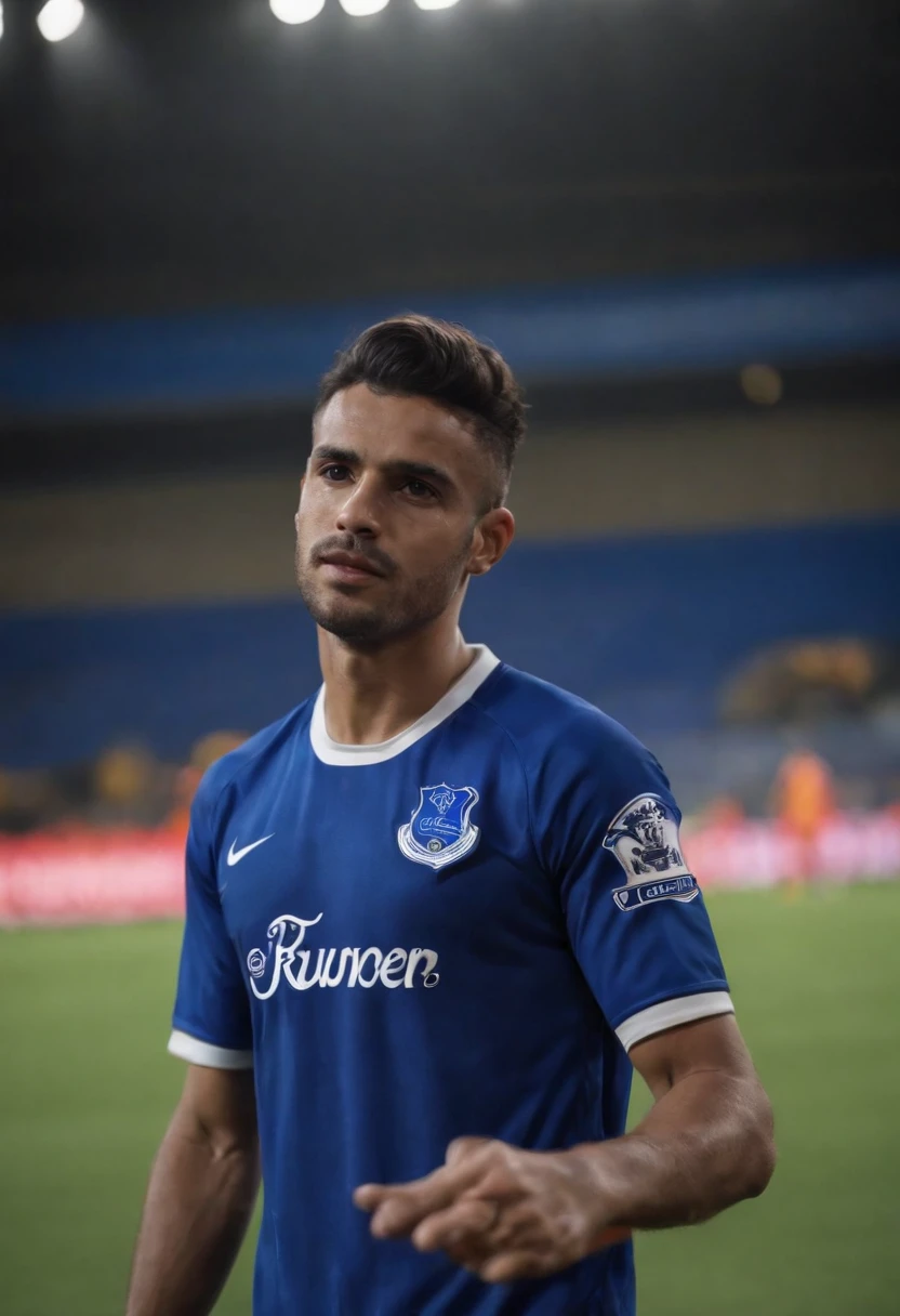 Homem Soccer Player ruivo, in Everton, cabelo com risquinho do lado, luva preta da nike