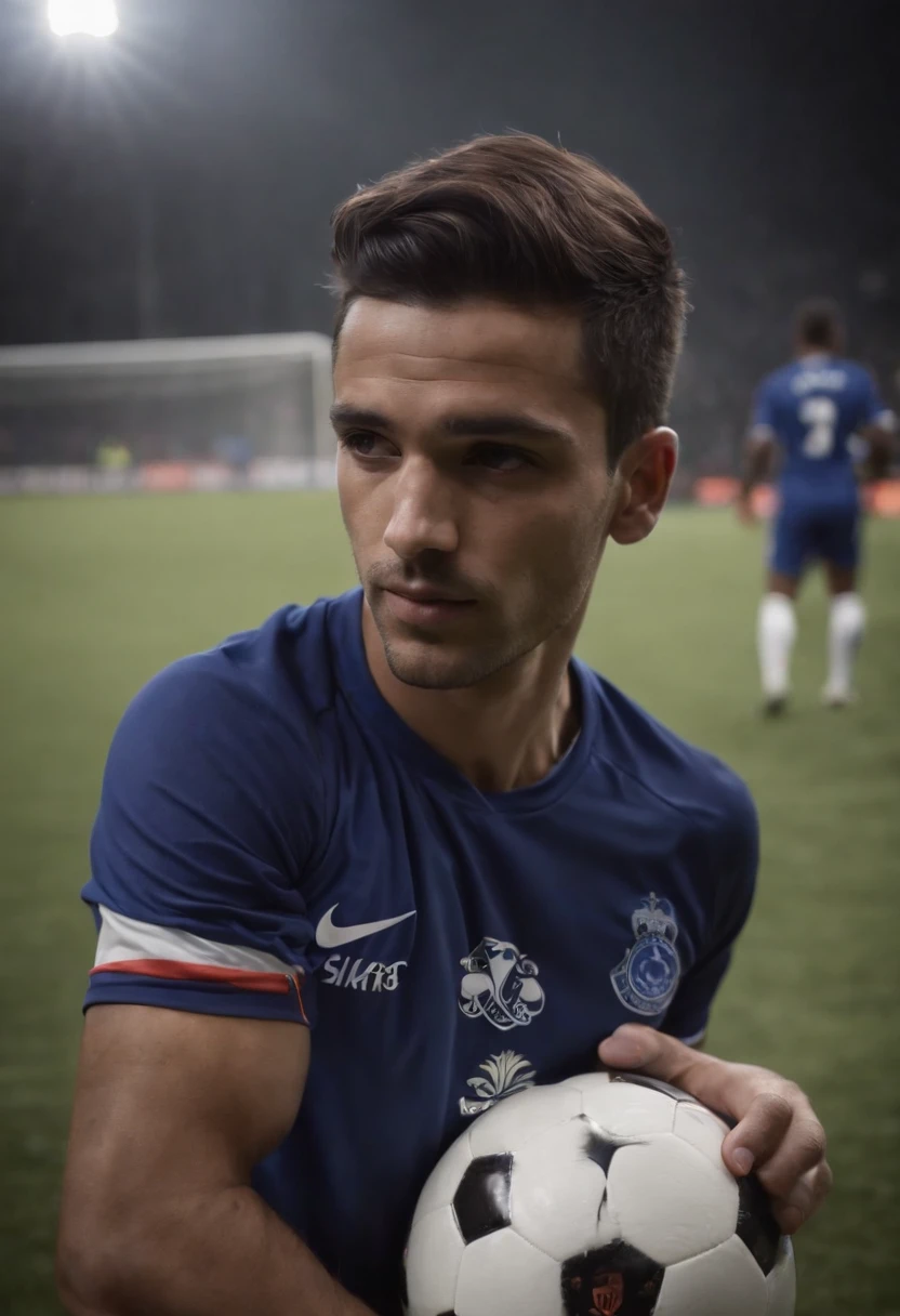 Homem Soccer Player ruivo, in Everton, cabelo com risquinho do lado, luva preta da nike