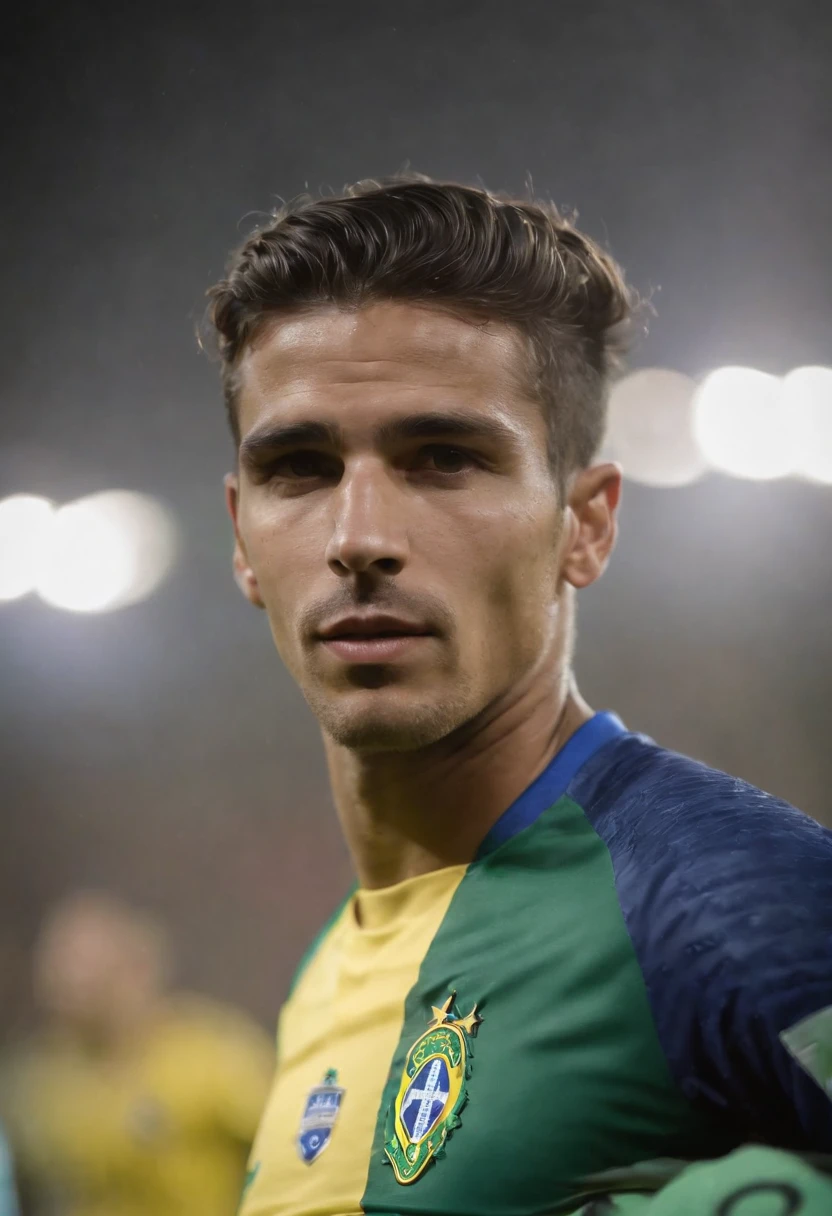 Man Soccer Player of the Brazilian national team, cabelo com luzes, cabelo pintado de branco