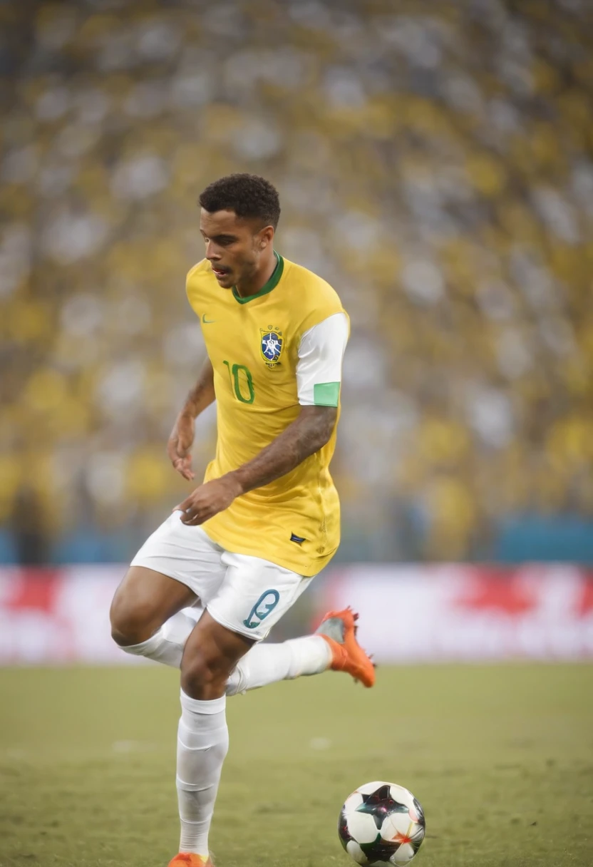 Man Soccer Player of the Brazilian national team, cabelo com luzes, cabelo pintado de branco