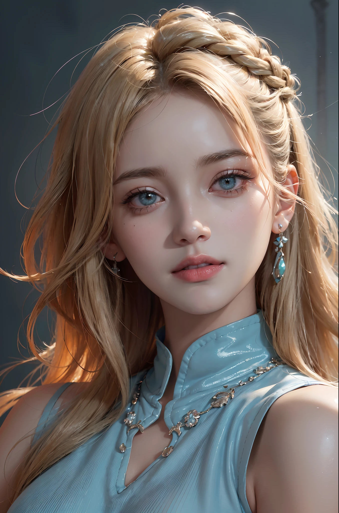 (ultra realisic), (Illustration), (Resolution Enhancement), (8K), (Extremely detailed), (Best Illustration), (beautiful-detailed eyes), (Best Quality), (The ultra-detailliert), (Masterpiece ), ( wall paper), (Detailed face),a blond, Wavy hair,(hi-top fade:1.3), (Smiling broadly, bright look), dark theme, soothing tones, muted colors, High contrast, (Natural skin texture, hyperrealism, Soft light, edgy),exposure blend, medium shot, Bokeh, (HDR:1.4), High contrast, (films, teal and orange:0.85), (muted colors, faded colors, soothing tones:1.3), Low saturation, (hyperdetailed:1.2), (black:0.4)