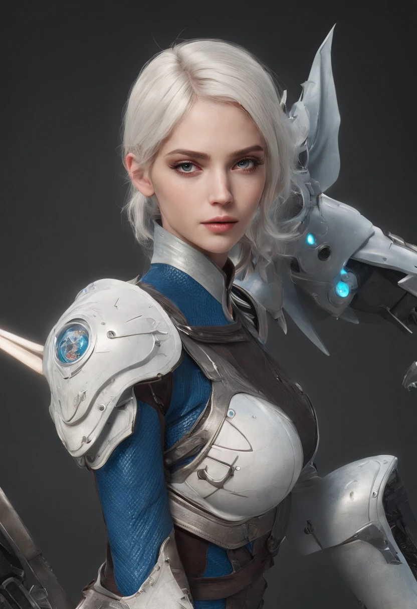 Cirilla Fiona Elen Riannon,Highest image quality,Outstanding details,超高分辨率,(Fidelity:1.4), Favor the details,closeup cleavage,katana swords,High-tech dragon knight mech,He has a delicate and beautiful face,((Blue-white flying semi-mechanical fuselage:1.8)),Raised sexy,frontage,cyber punk perssonage,Futuristic,mechanically aesthetic,Virtual Engine 5,Perfect detail rendering,rendering by octane,hyper HD